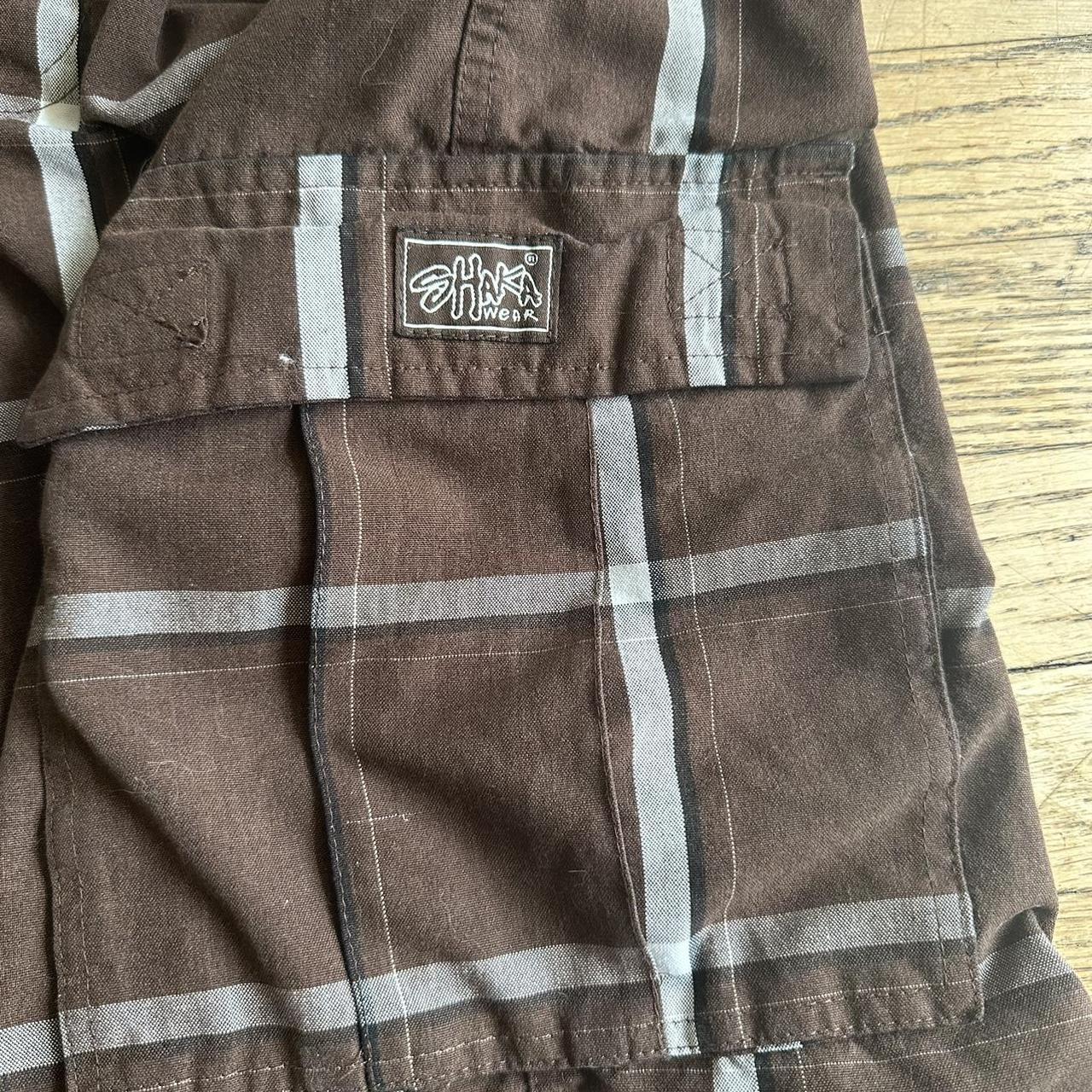 Shaka Wear Brown plaid cargo shorts Size medium,... - Depop
