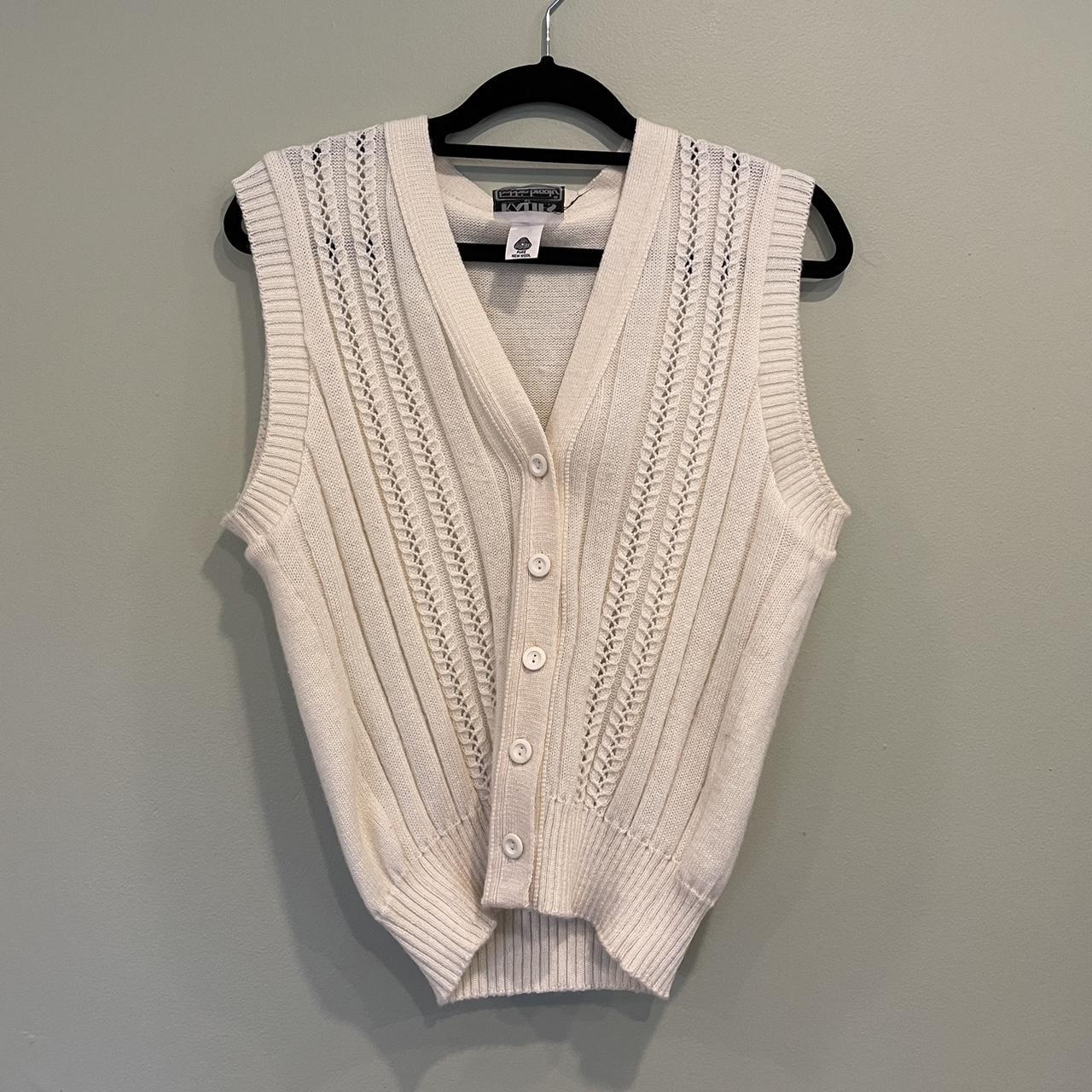 Vintage cream woollen cardigan vest by Katie's... - Depop