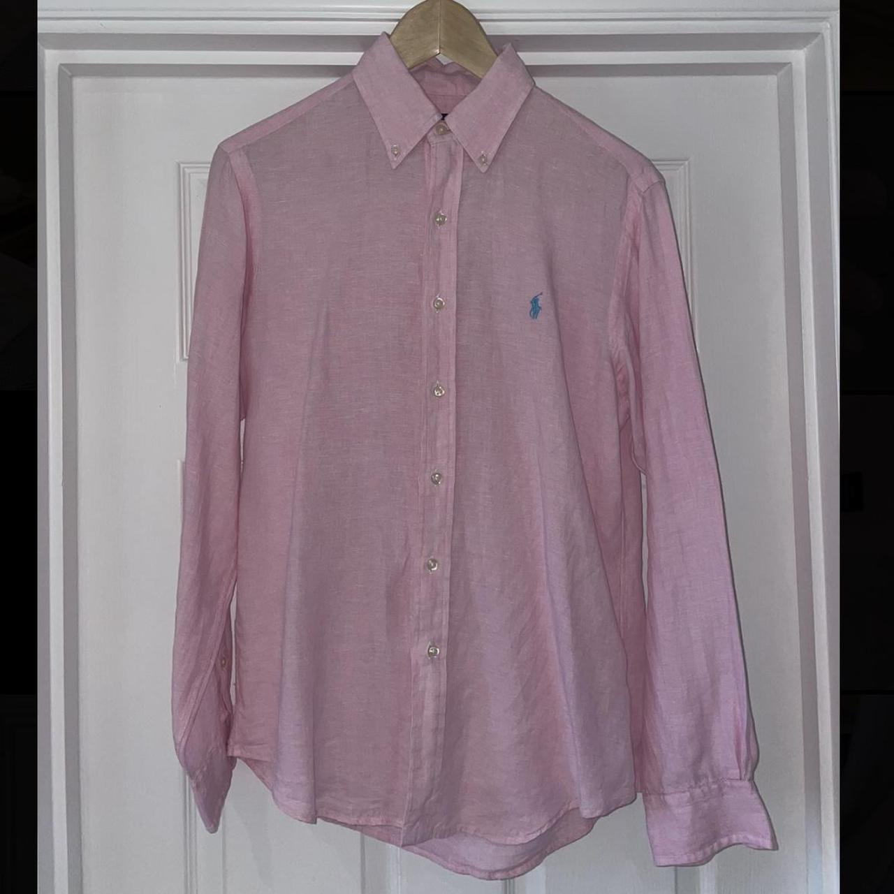 Ralph Lauren Pink Linen Shirt Men’s XS Extrq Small... - Depop