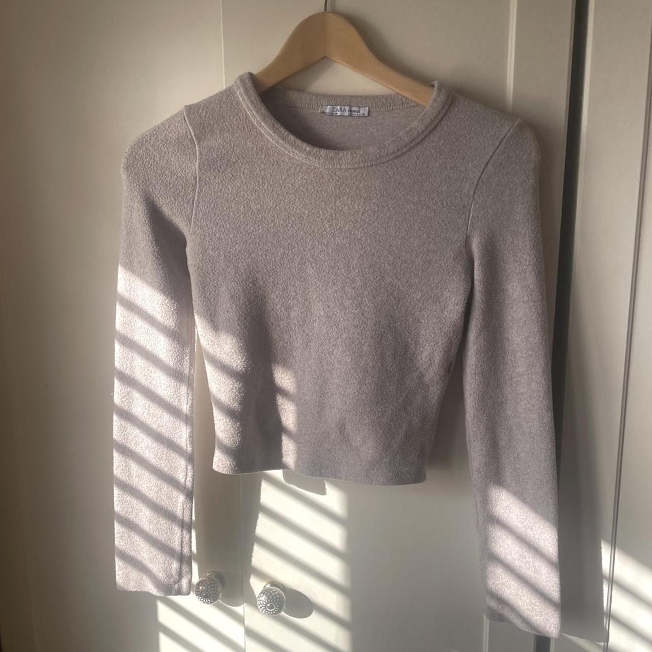 Zara Women's Brown and Grey Jumper Depop