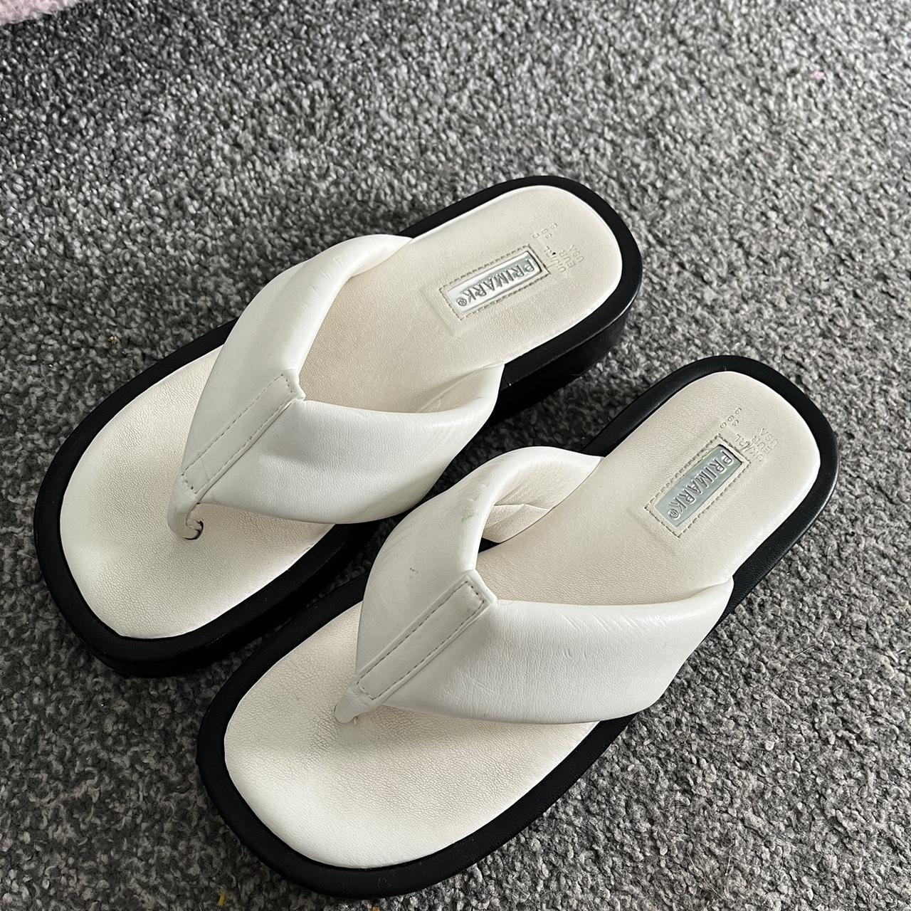 Primark Women's White and Black Sandals Depop