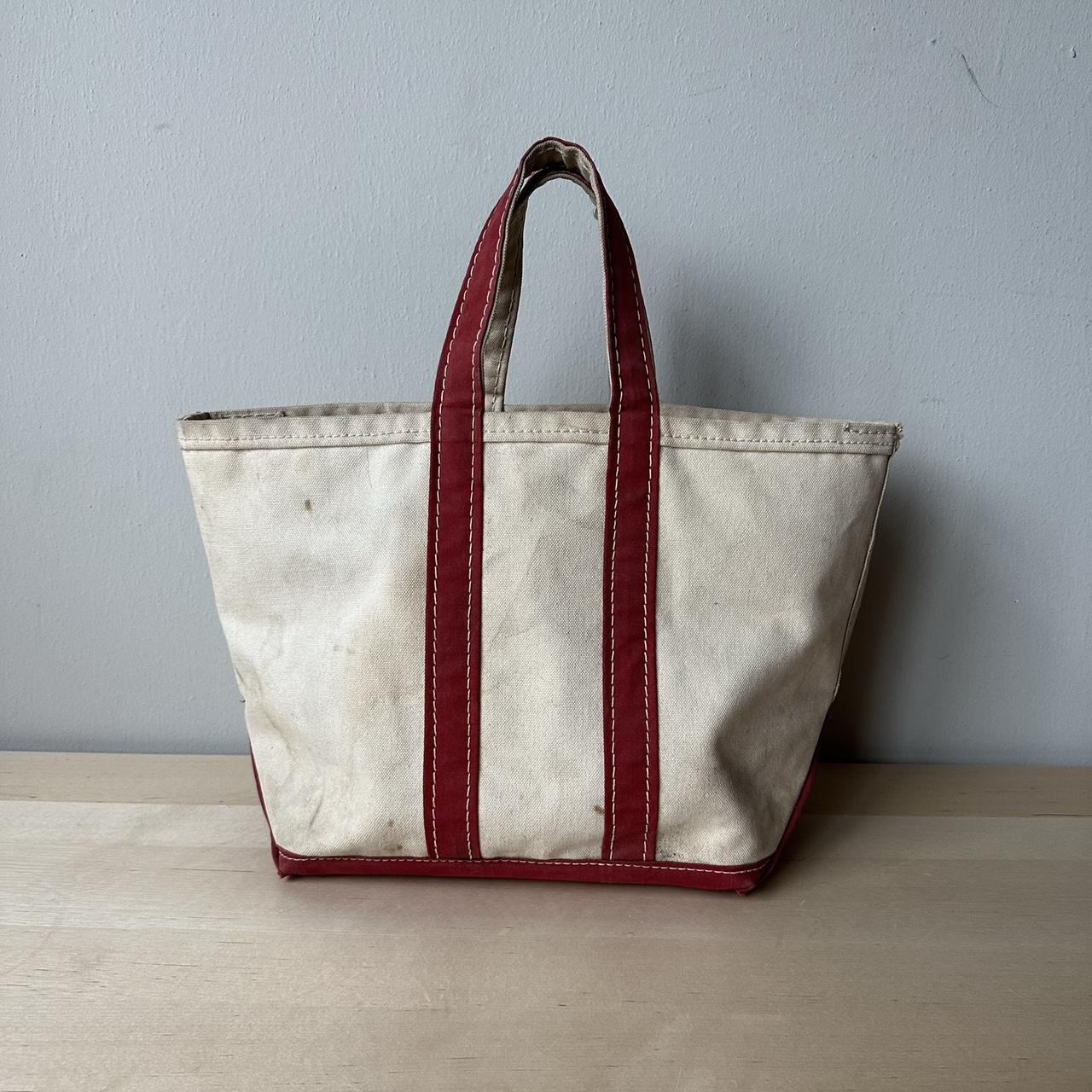 Vintage LL Bean Boat & Tote Red & Ivory Canvas... - Depop