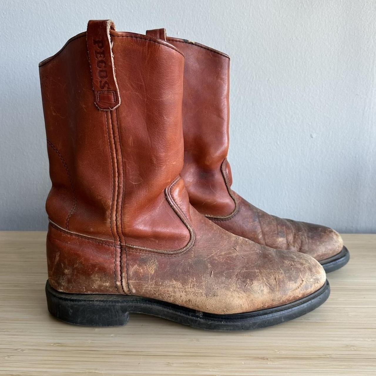 Red Wing Pecos Pull On Brown Leather Pecos Work Boot Depop