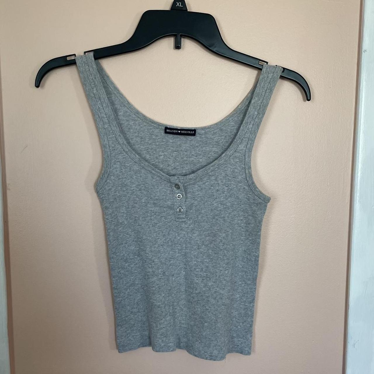 Brandy Melville Dalis Grey Tank Top One size- fits... - Depop