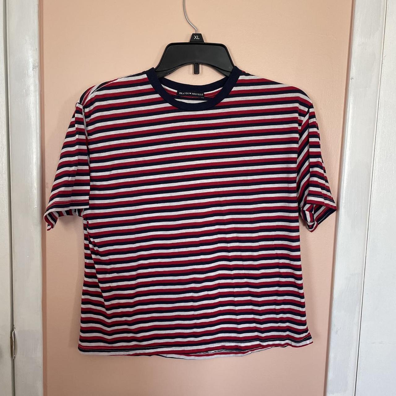 Brandy Melville Aleena Striped shirt Fits size... - Depop