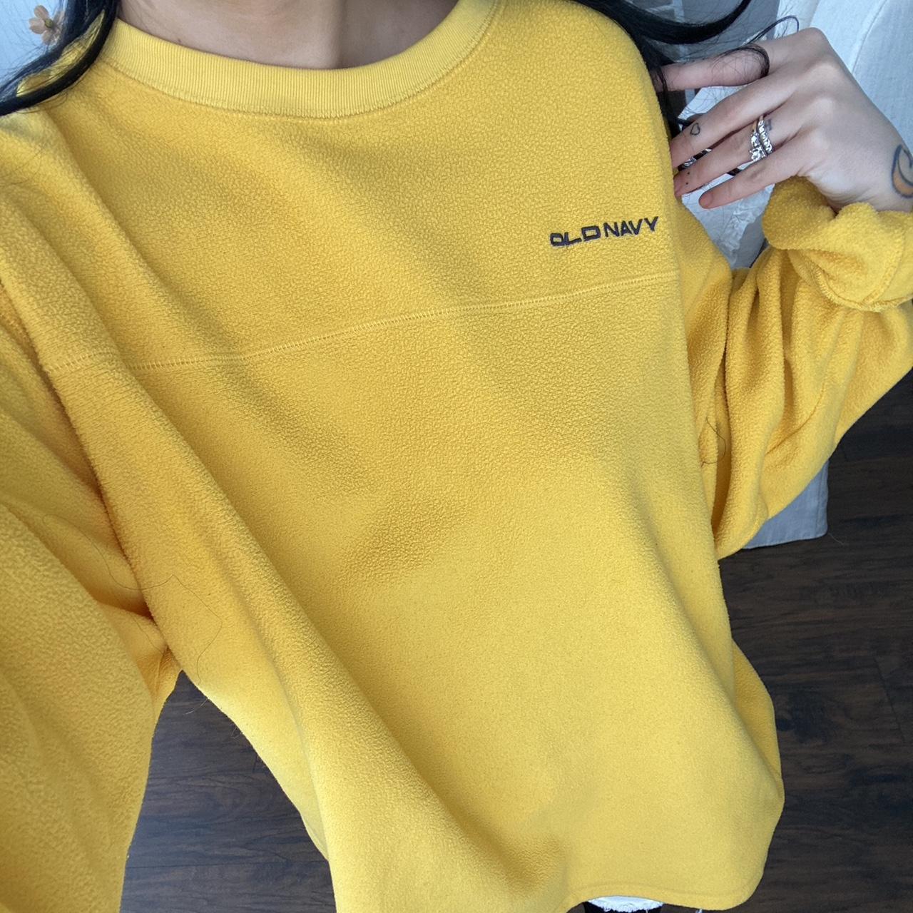 90’s old navy yellow graphic fleece sweatshirt... - Depop
