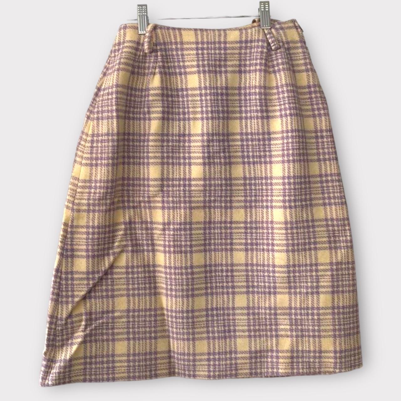 S Pastel Purple Plaid Midi Skirt Size Depop