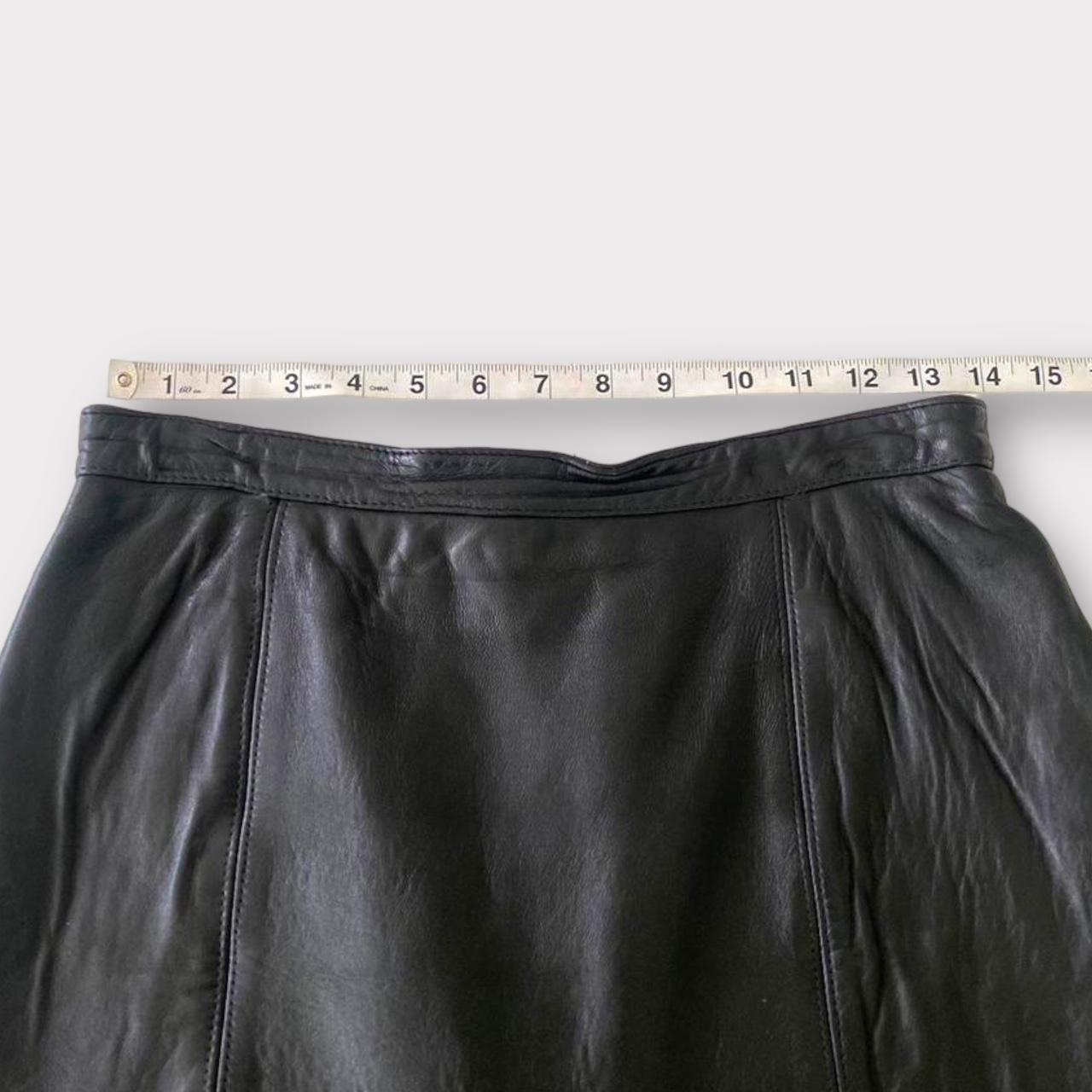 Vintage Black leather mini skirt Size 10 Approx... - Depop