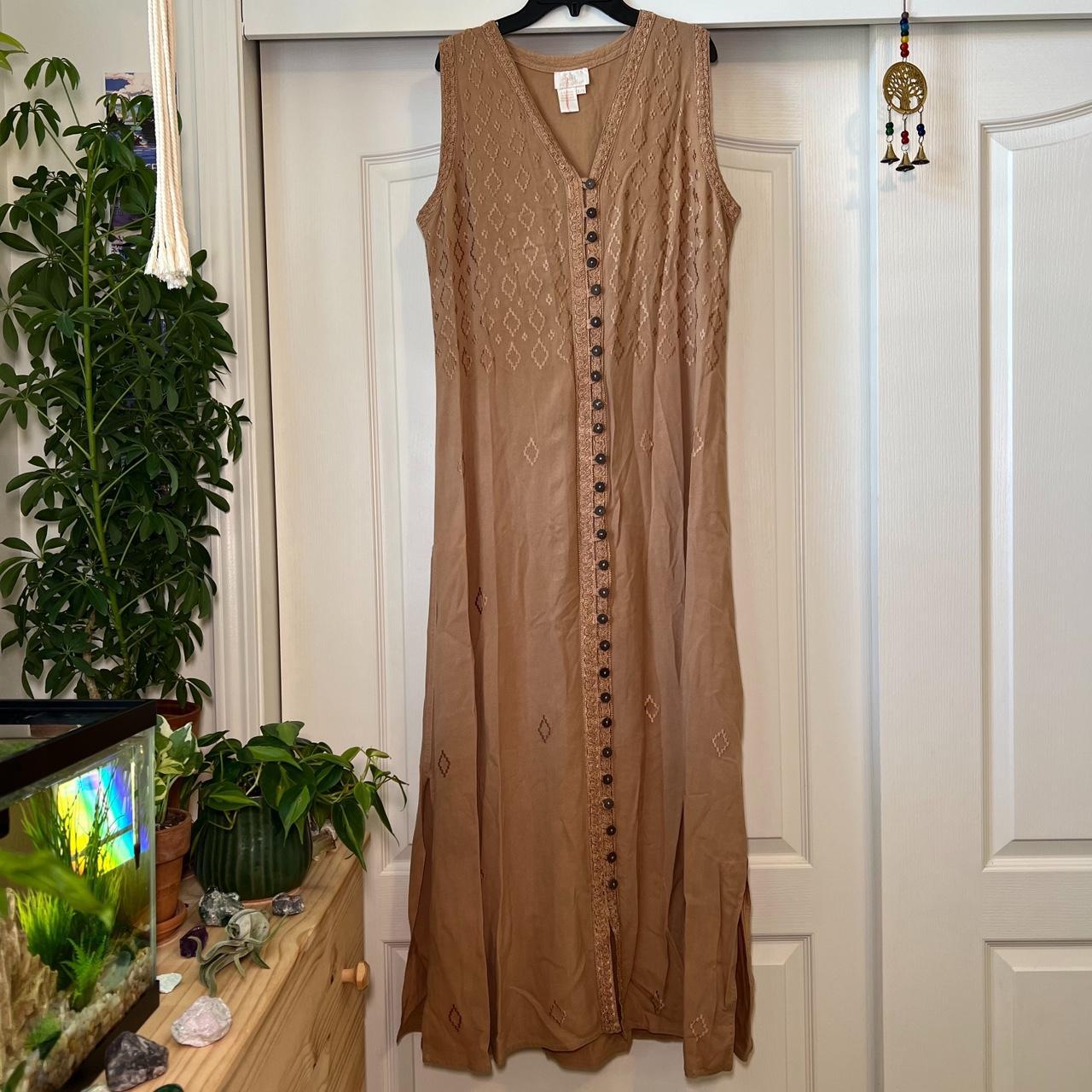 Soft Surroundings Women's Tan and Brown Dress | Depop