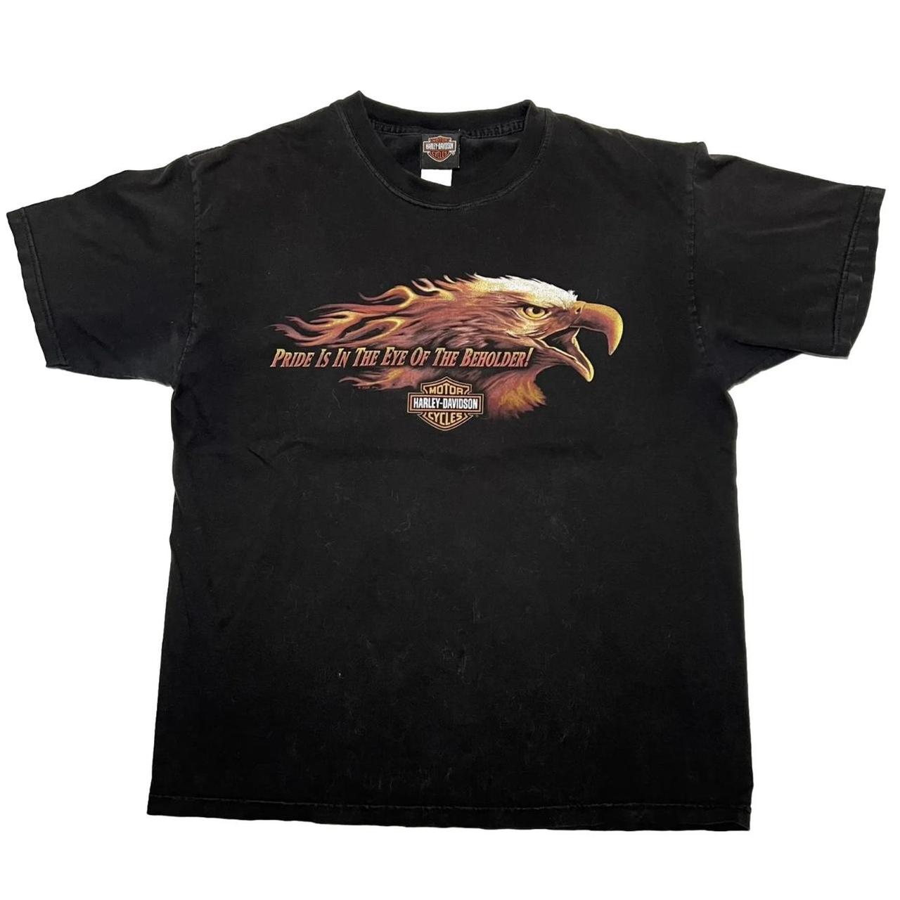 Vintage Harley Davidson Eagle Flames T Shirt Size... - Depop