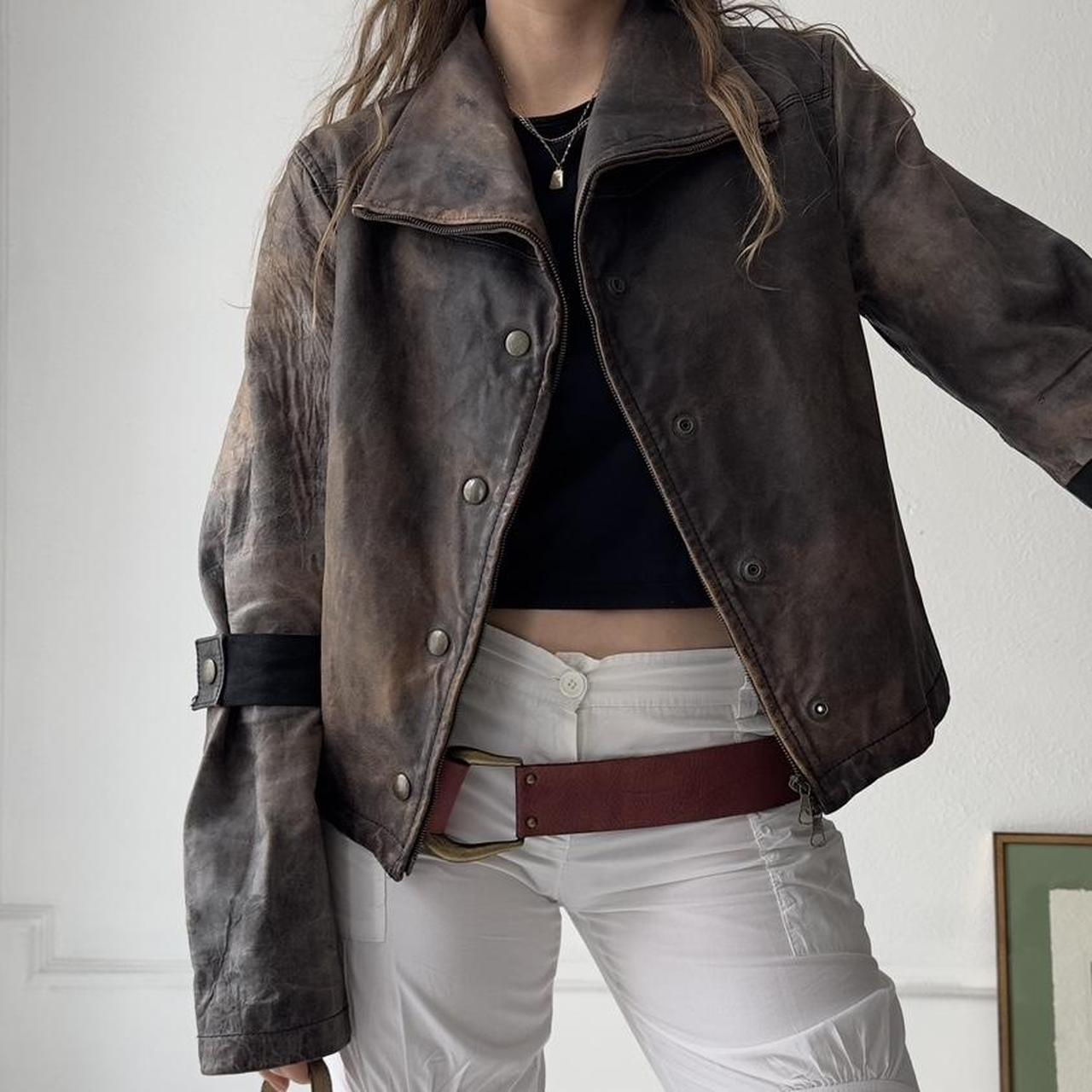 Italy vintage】90s Leather Double jacket