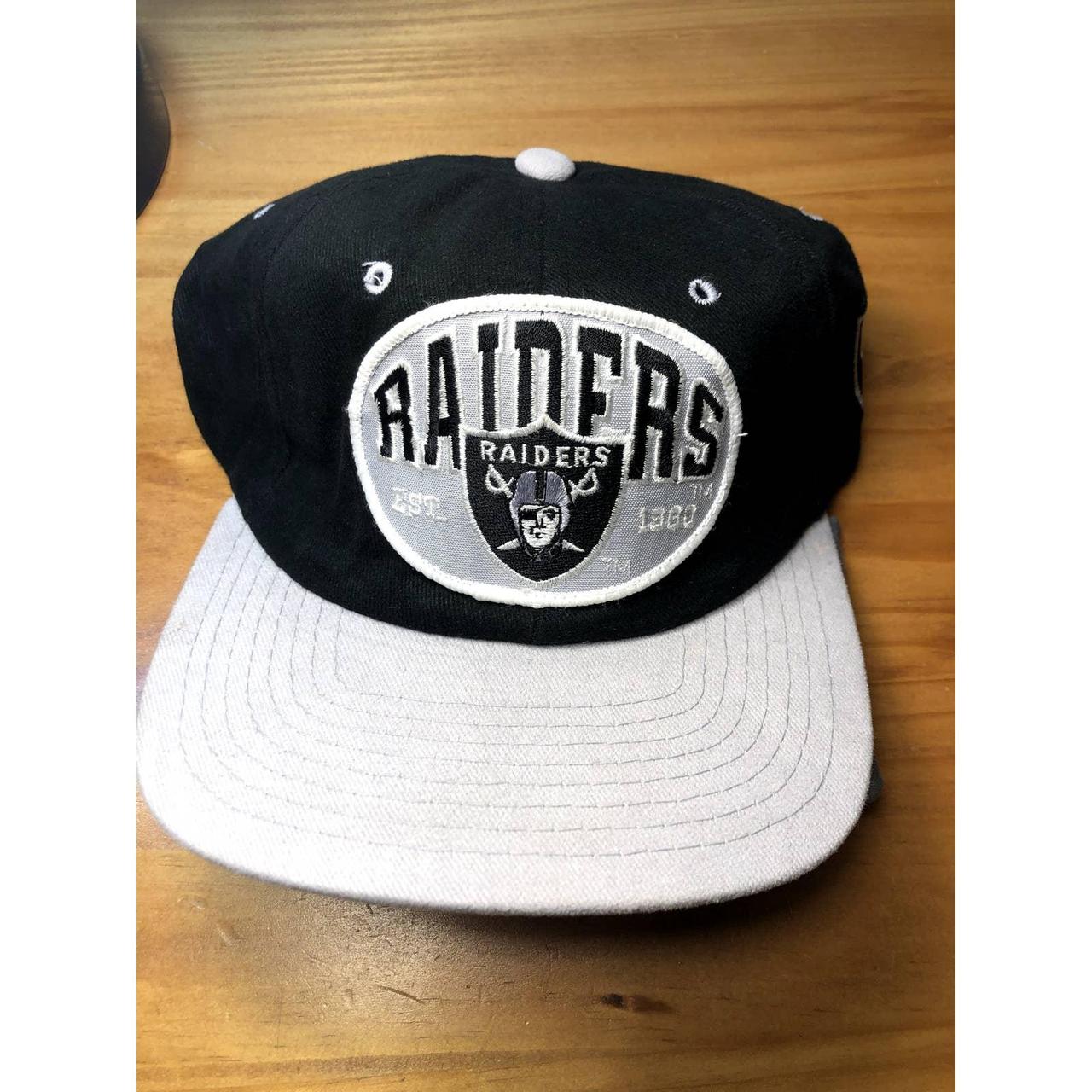 Vintage 1990s Leather Oakland Raiders SnapBack With - Depop