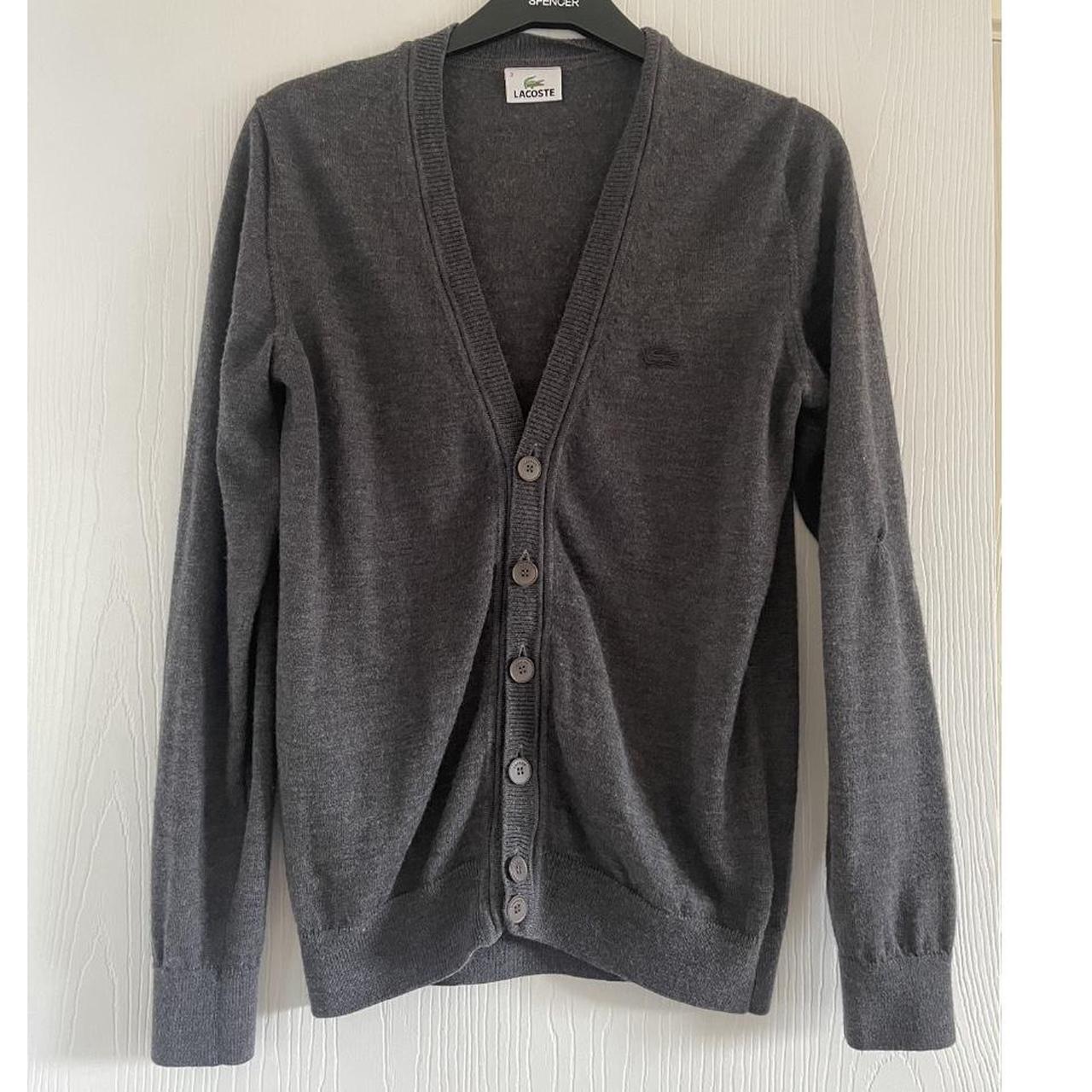 Men’s grey cardigan from Lacoste. Button front with... - Depop