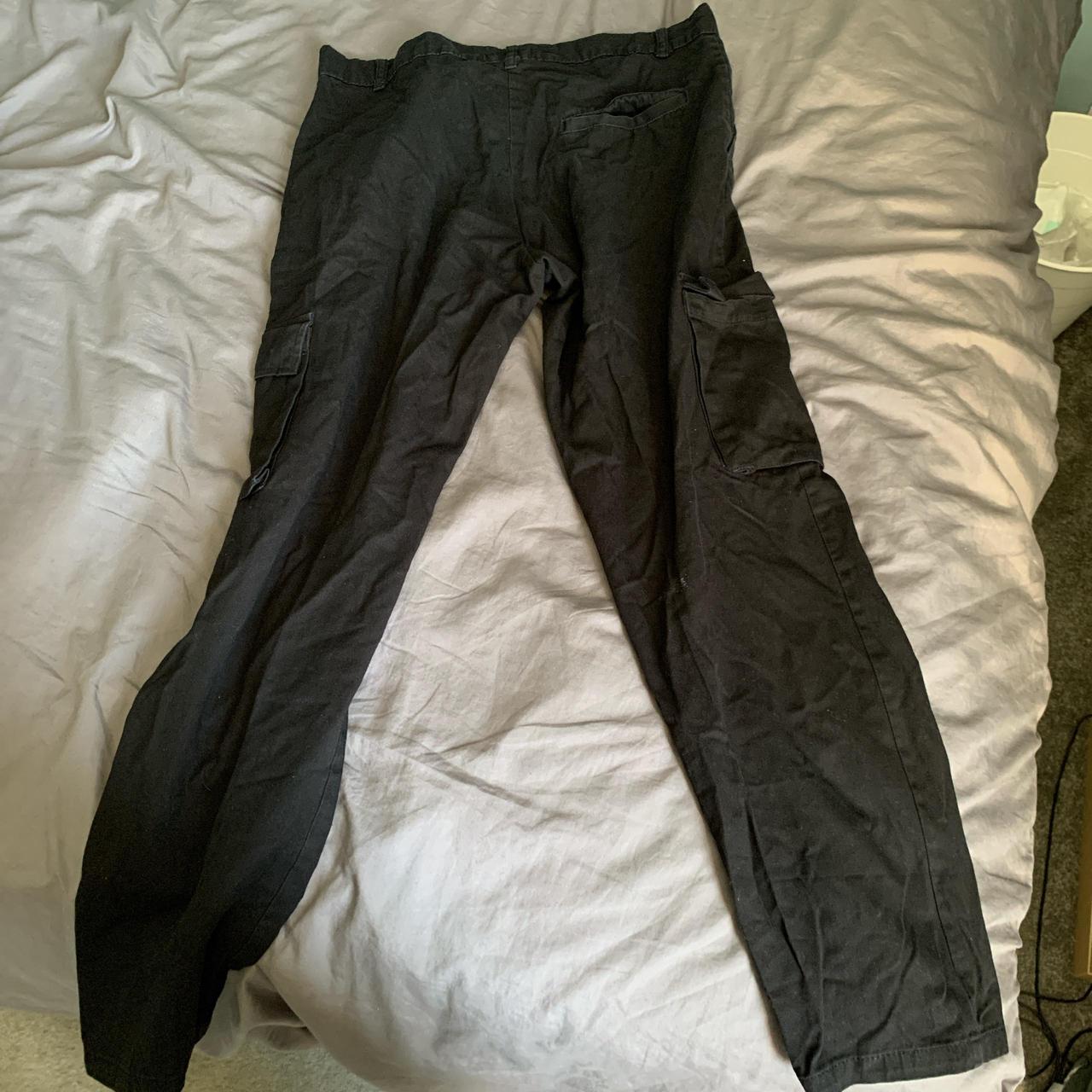 Boohoo man straight leg cargo trousers in black,... Depop