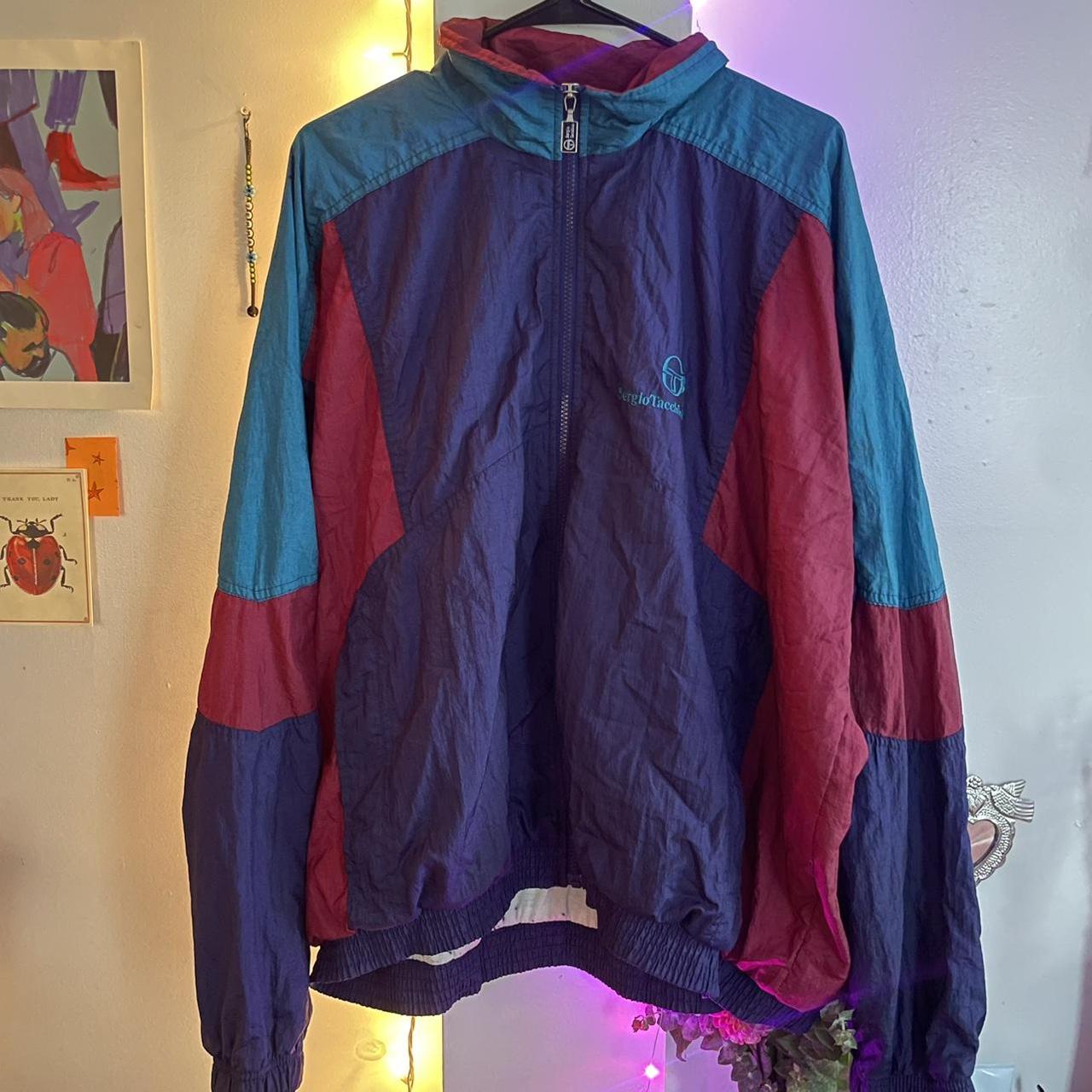 今週限定70’s 80’s archive techblouson jacket 80s 90s vintage purple red & blue color block sergio | Depop