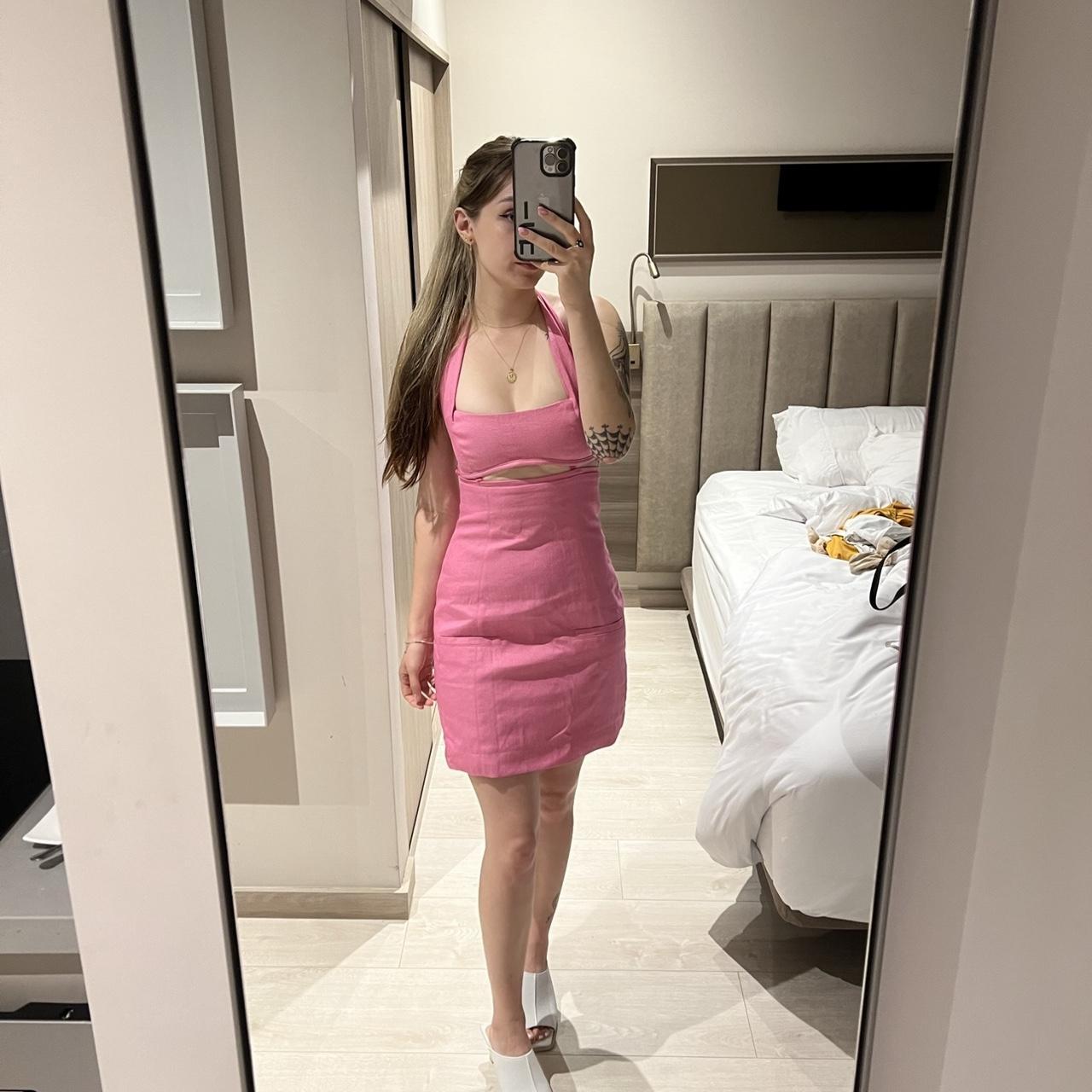 JACQUEMUS, La robe limao Barbie pink halter