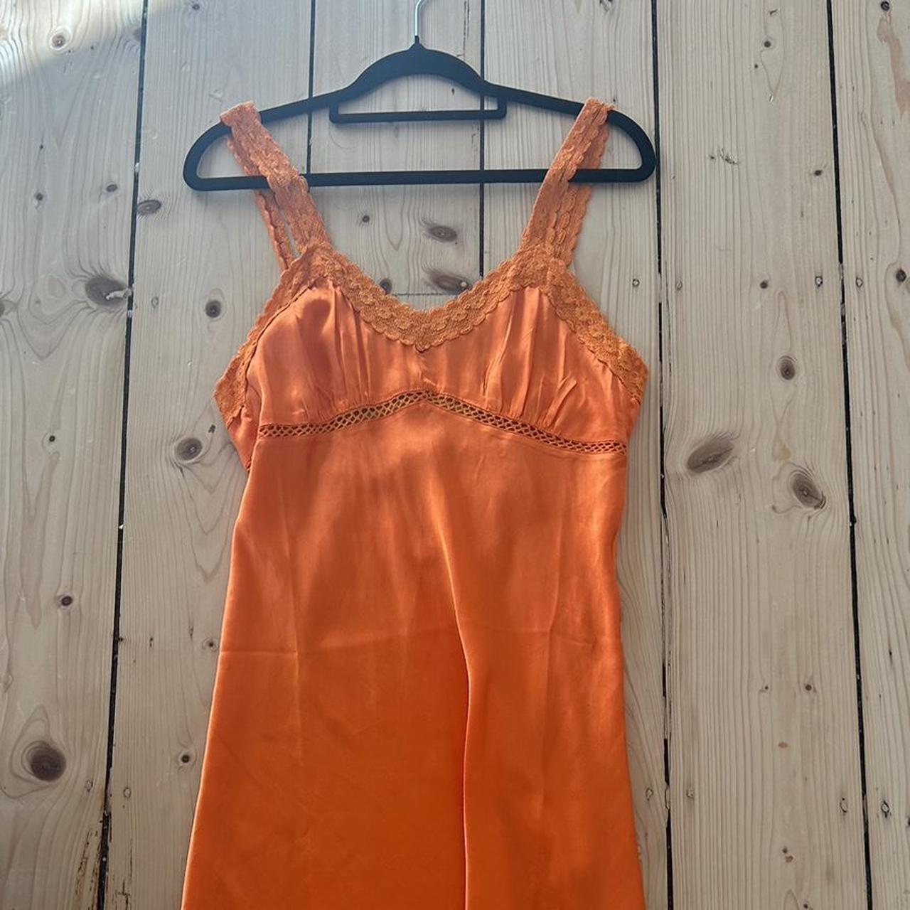 Urban Outfitter Mathilde Orange Slip Dress Worn... Depop