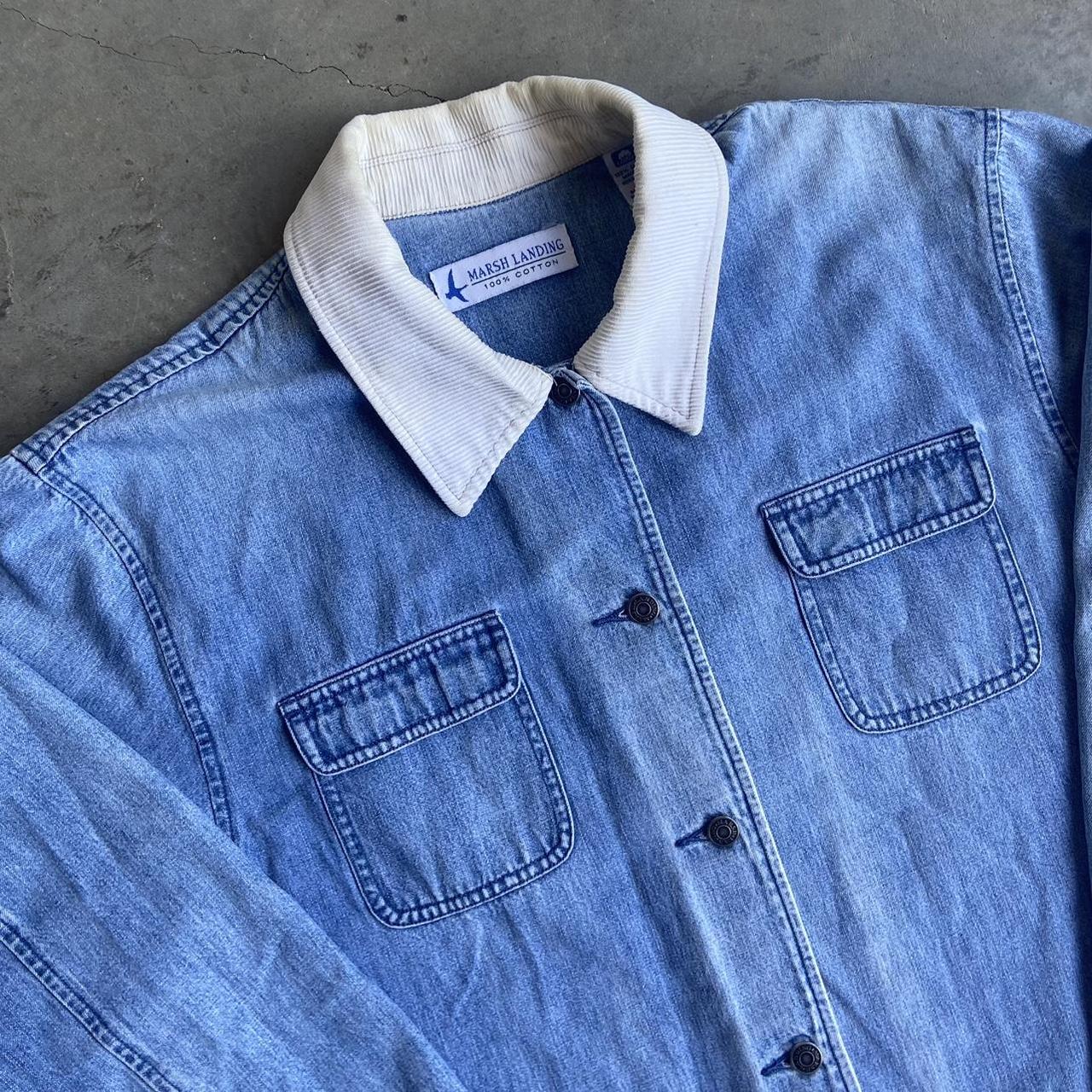 Men's Blue and White Shirt | Depop