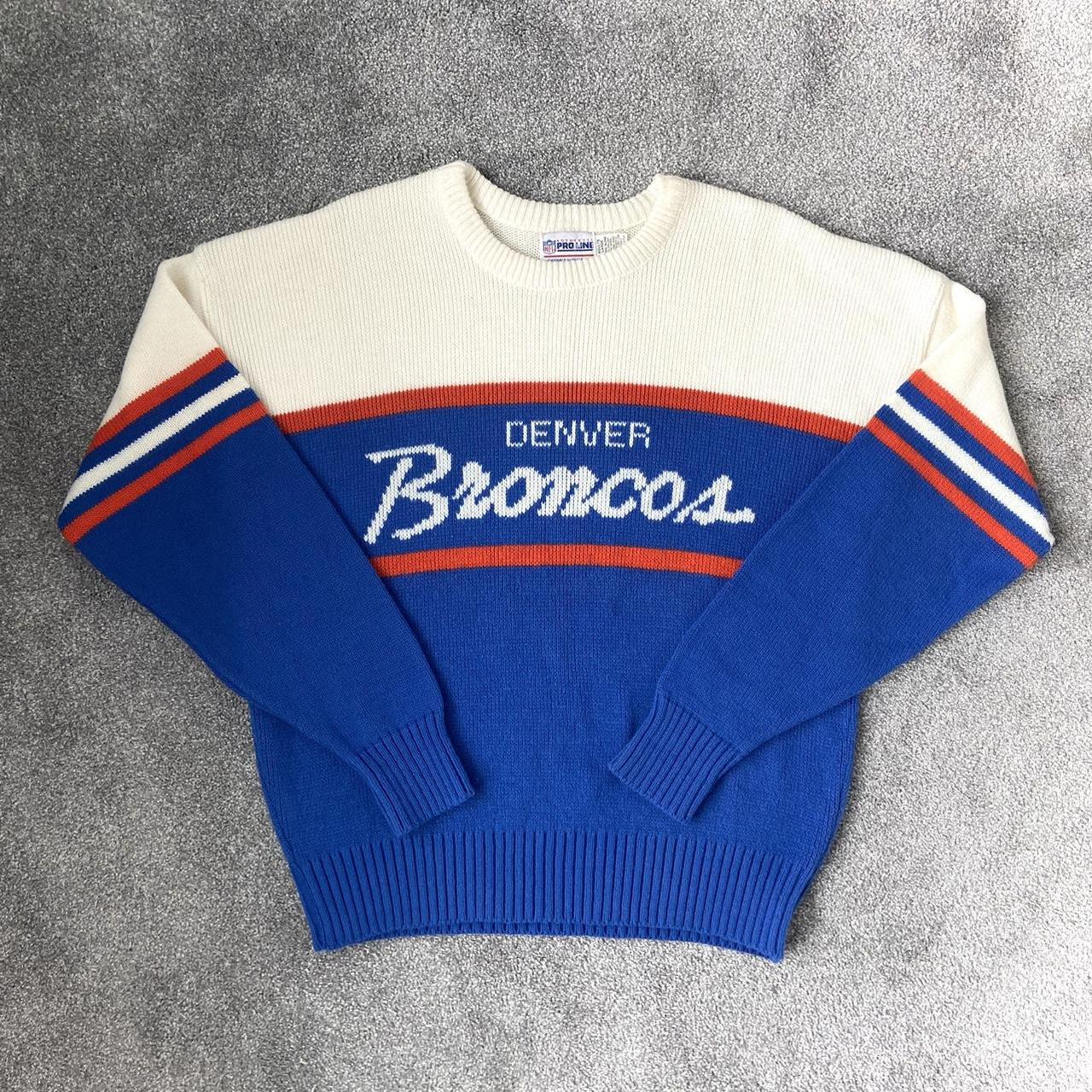 Denver Broncos, Sweaters, Denver Broncos Vintage Zip Up Collared Sweater  Size Small