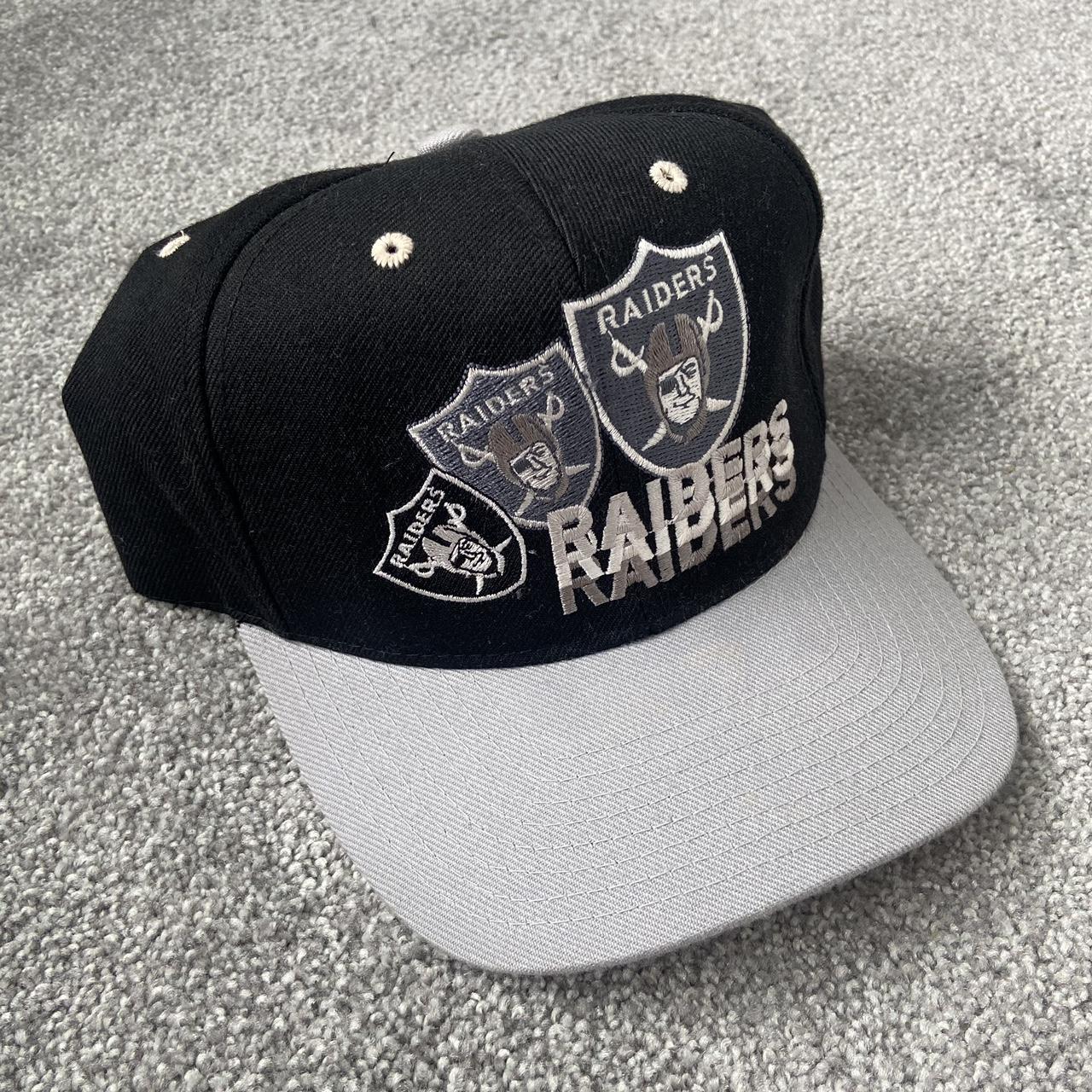 Vintage 1990s Leather Oakland Raiders SnapBack With - Depop