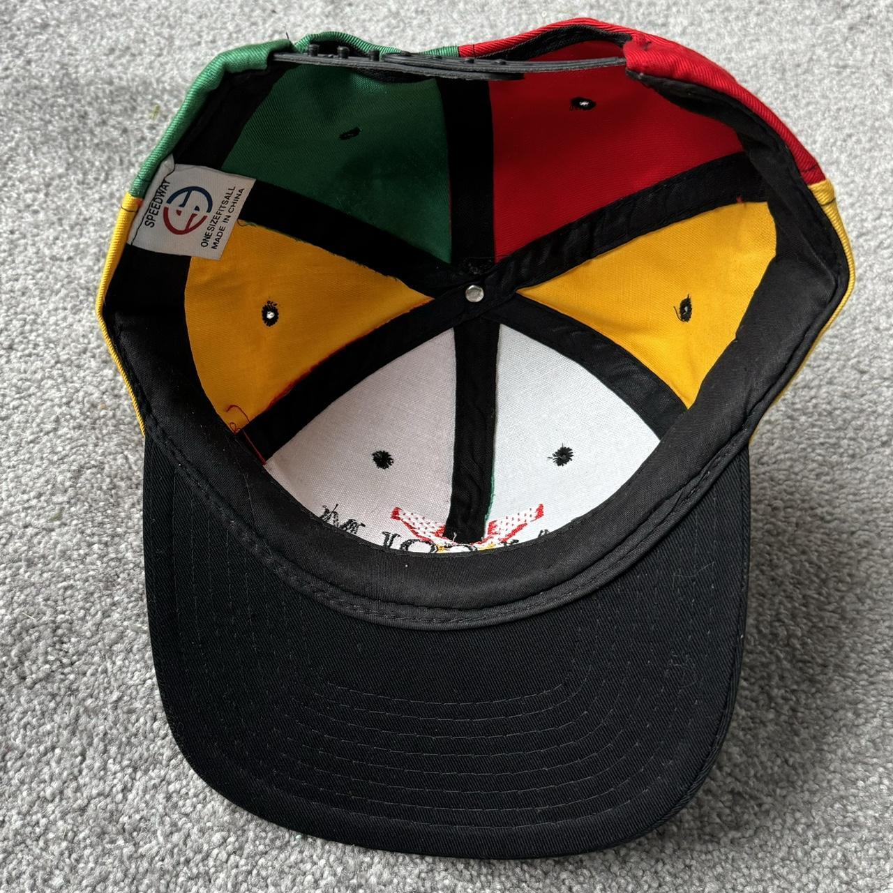 Vintage 90s Malcom X pinwheel Rasta Snapback hat | Depop