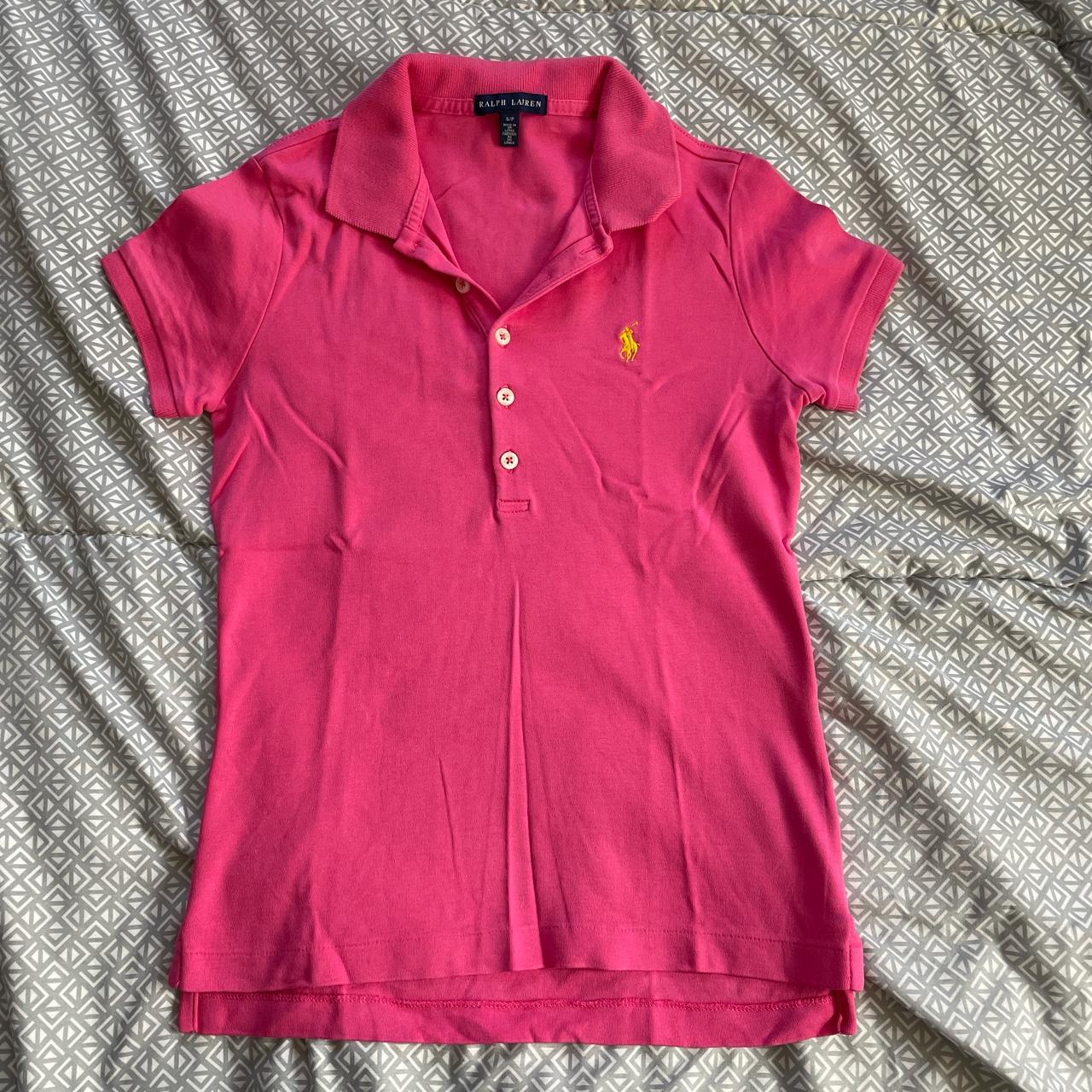 Hot pink Ralph lauren polo. Button up pink polo.... - Depop