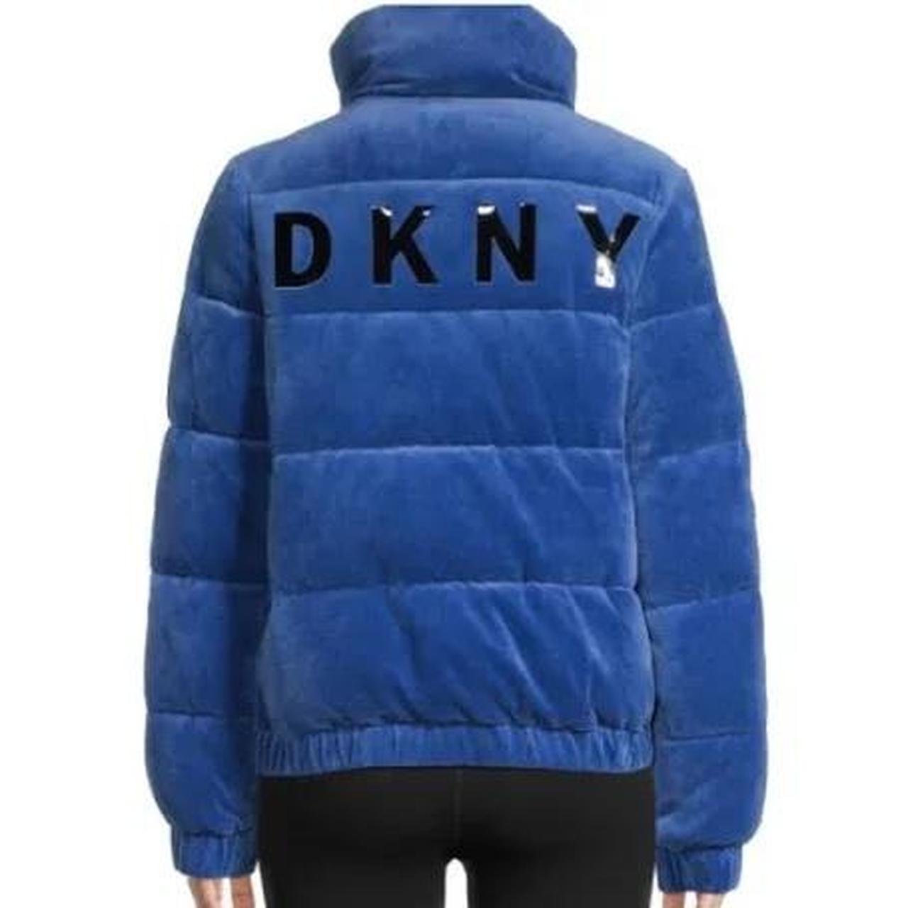 DKNY Sport Velour Puffer Jacket. Deep Ocean Blue Depop