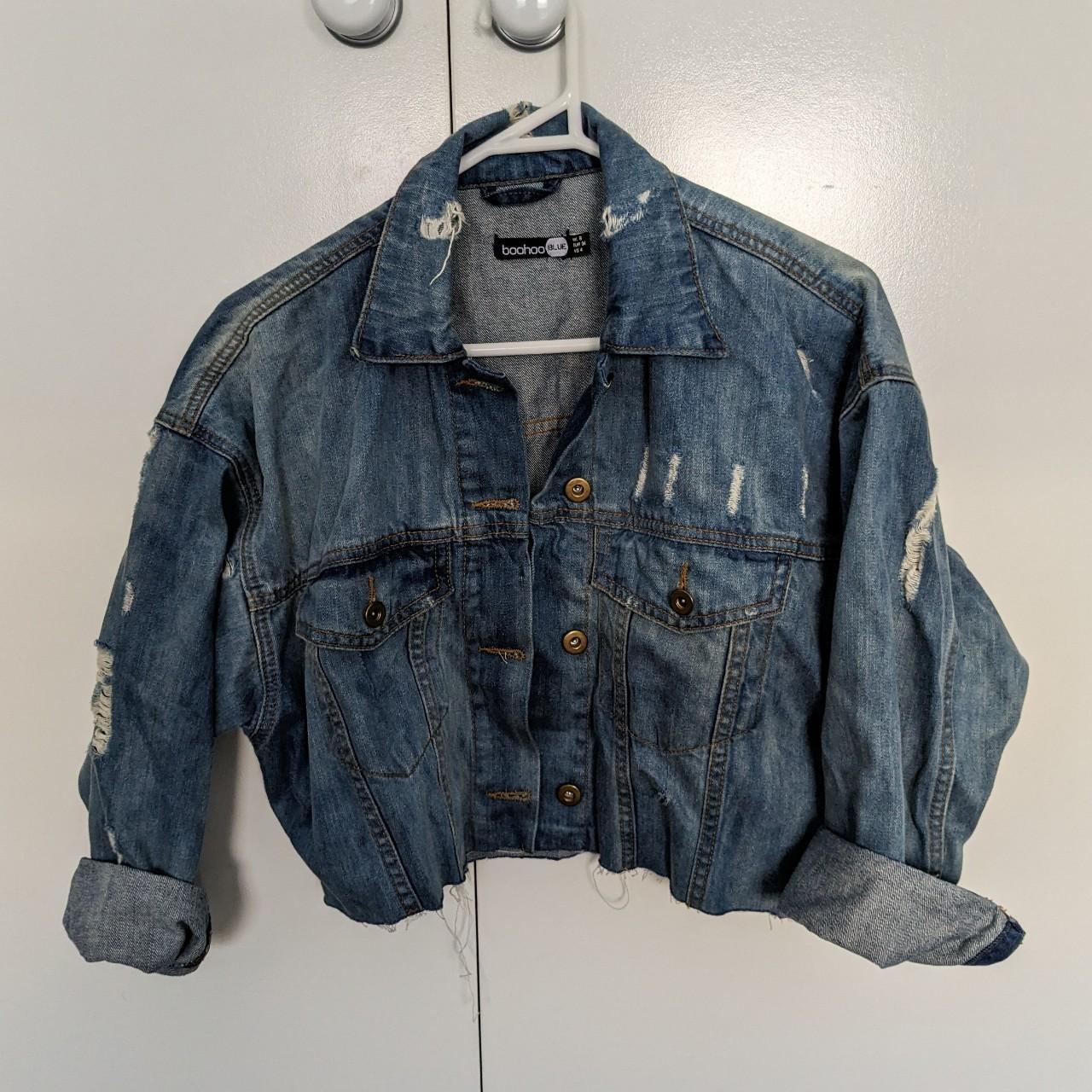 *REPOP* RIPPED CROPPED DENIM JACKET 🧥 - Purchased... - Depop