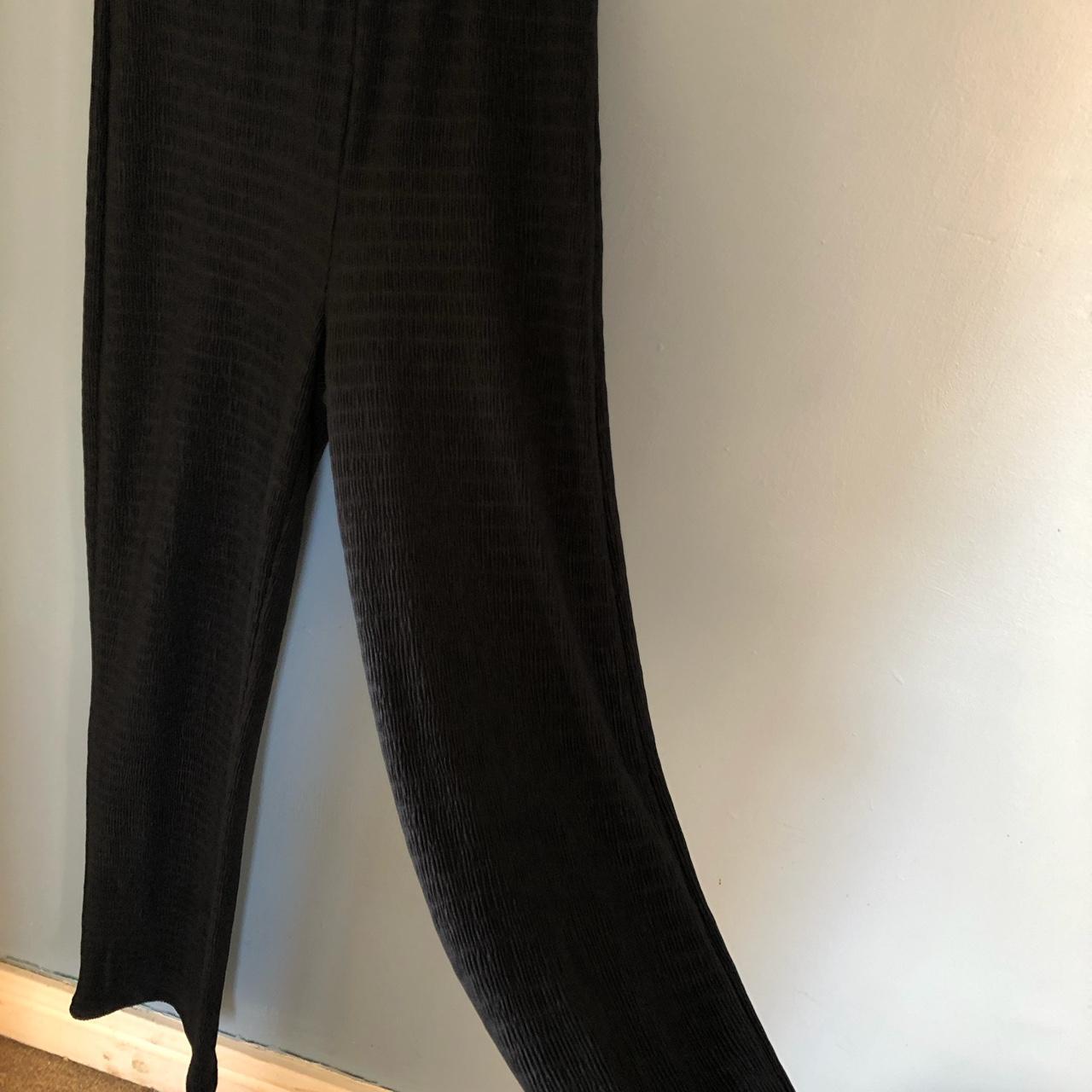 black wide leg slinky type trousers, perfect... - Depop