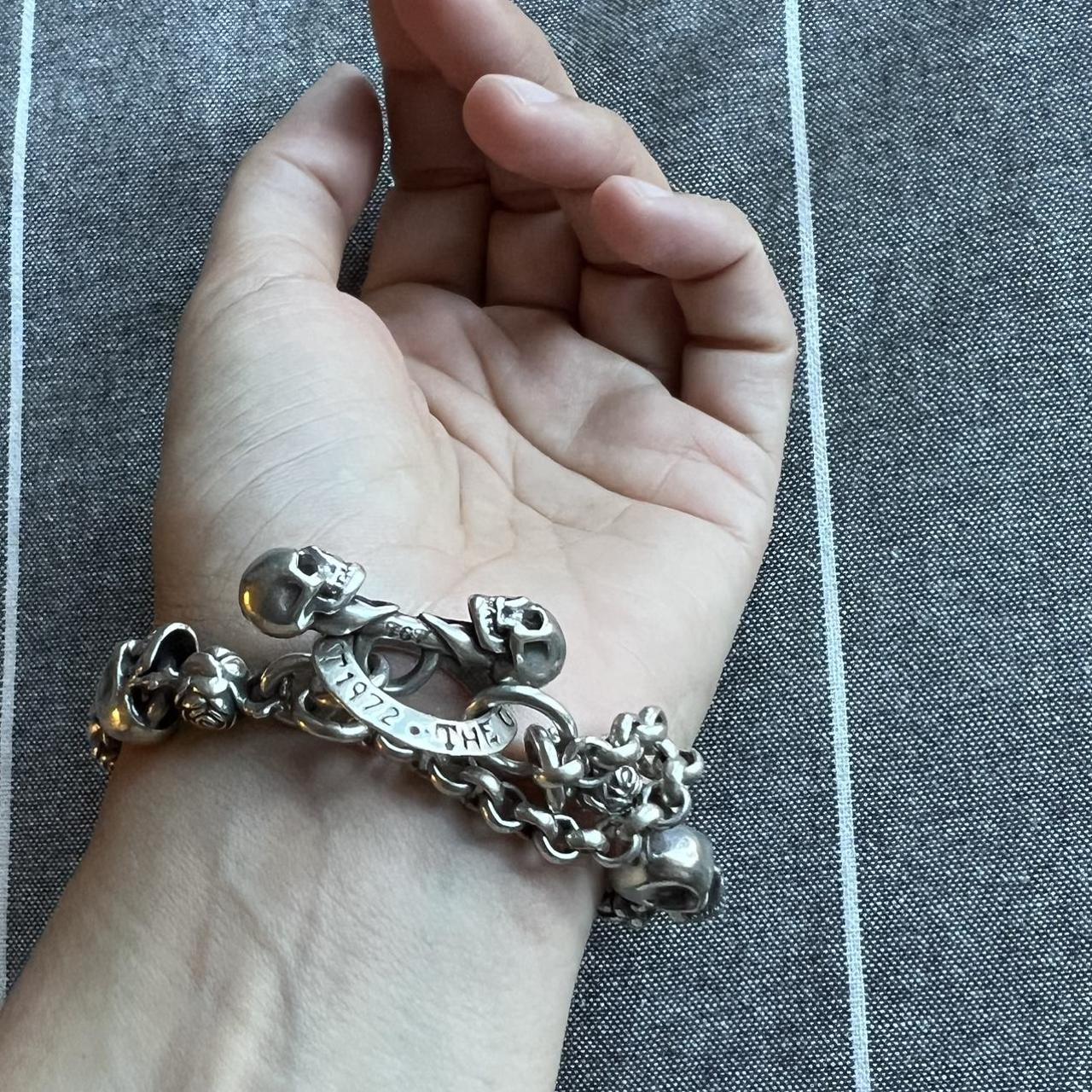 The Great Frog Skull and Roses bracelet with safety | Depop