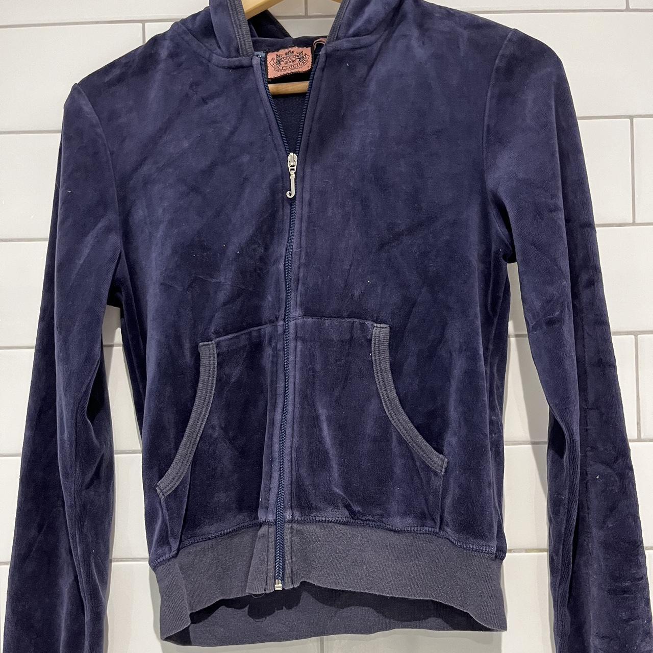 vintage navy blue juicy couture zip up hoodie size s - Depop