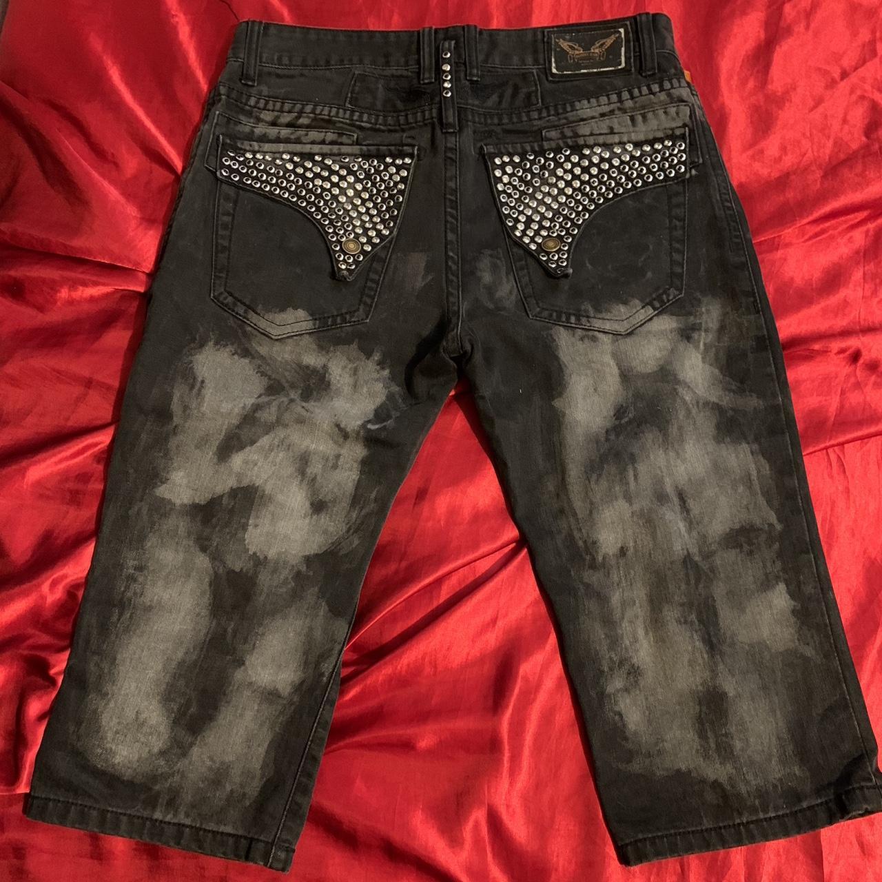 ROBINS JEAN ROBIN JEANS RHINESTONE LONG SHORTS... Depop