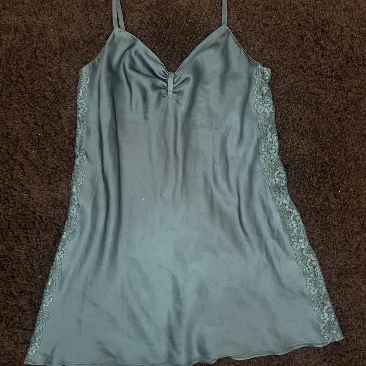 Silk slip dress with lace... - Depop