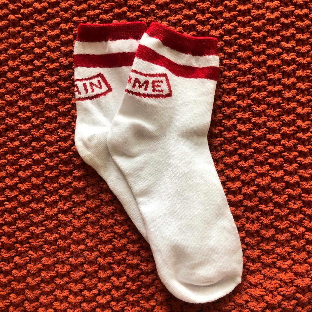 Hot Topic Women's White and Red Socks (2)