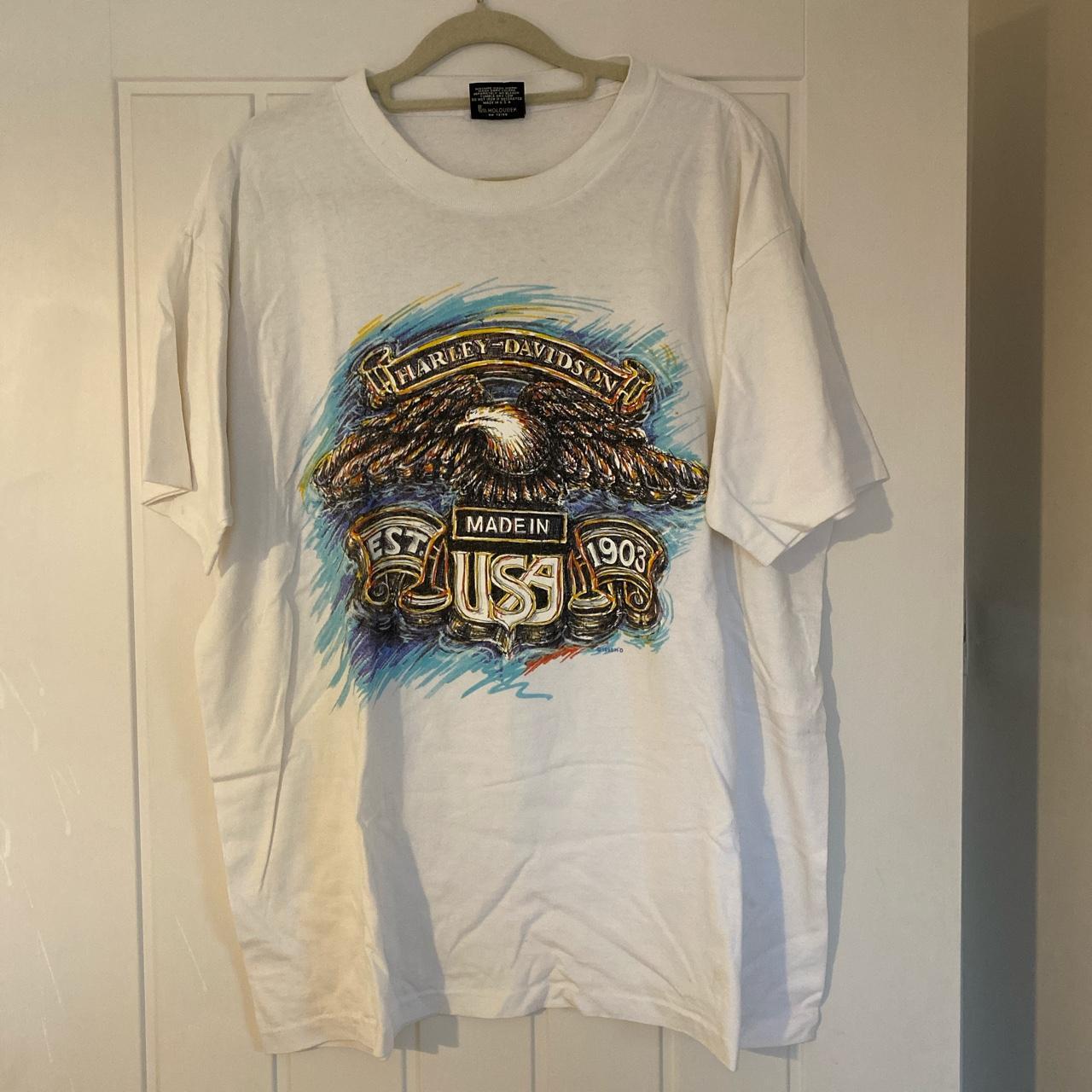 white vintage harley davidson t shirt