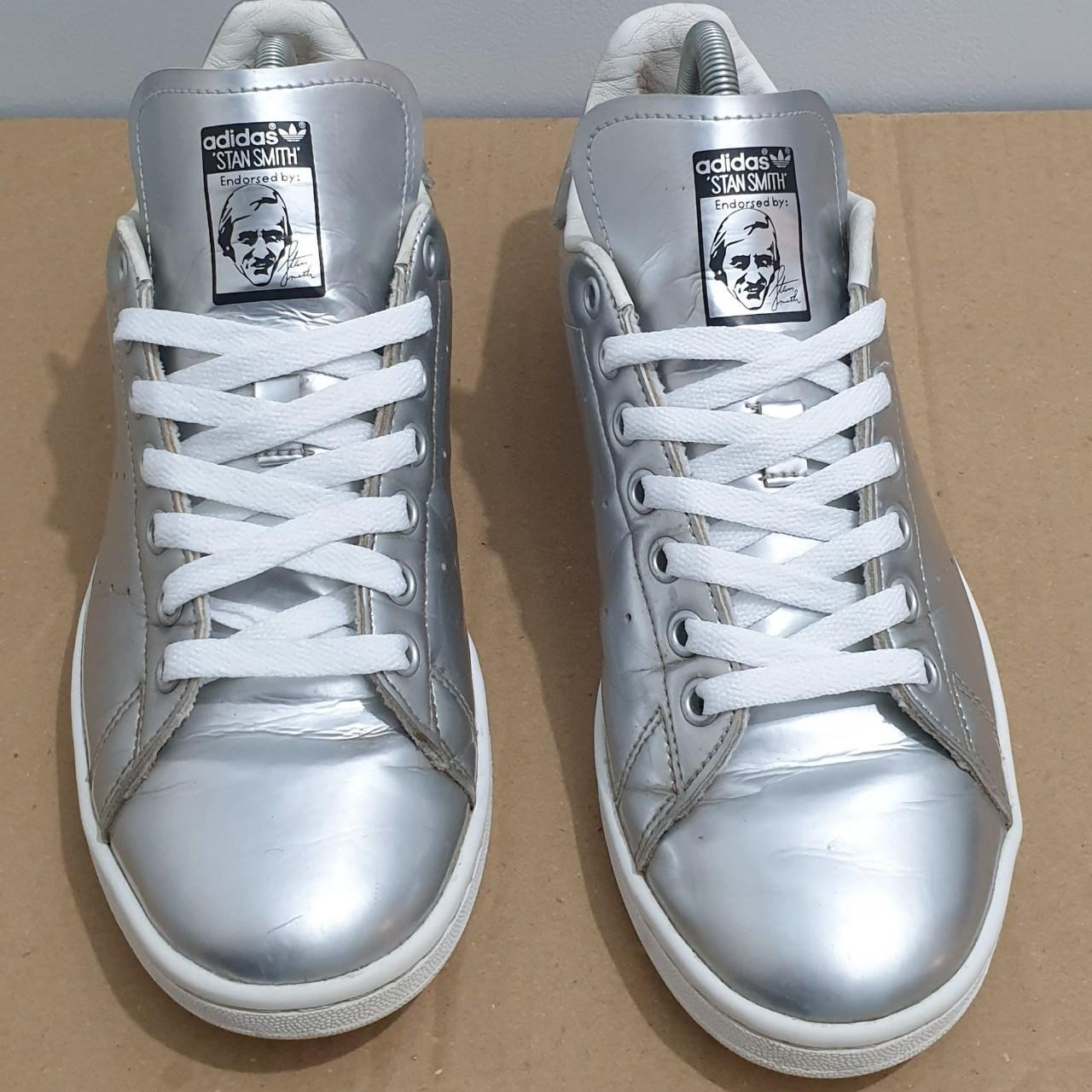 Adidas Stan Smith Silver Patent Trainers. UK 7 Depop