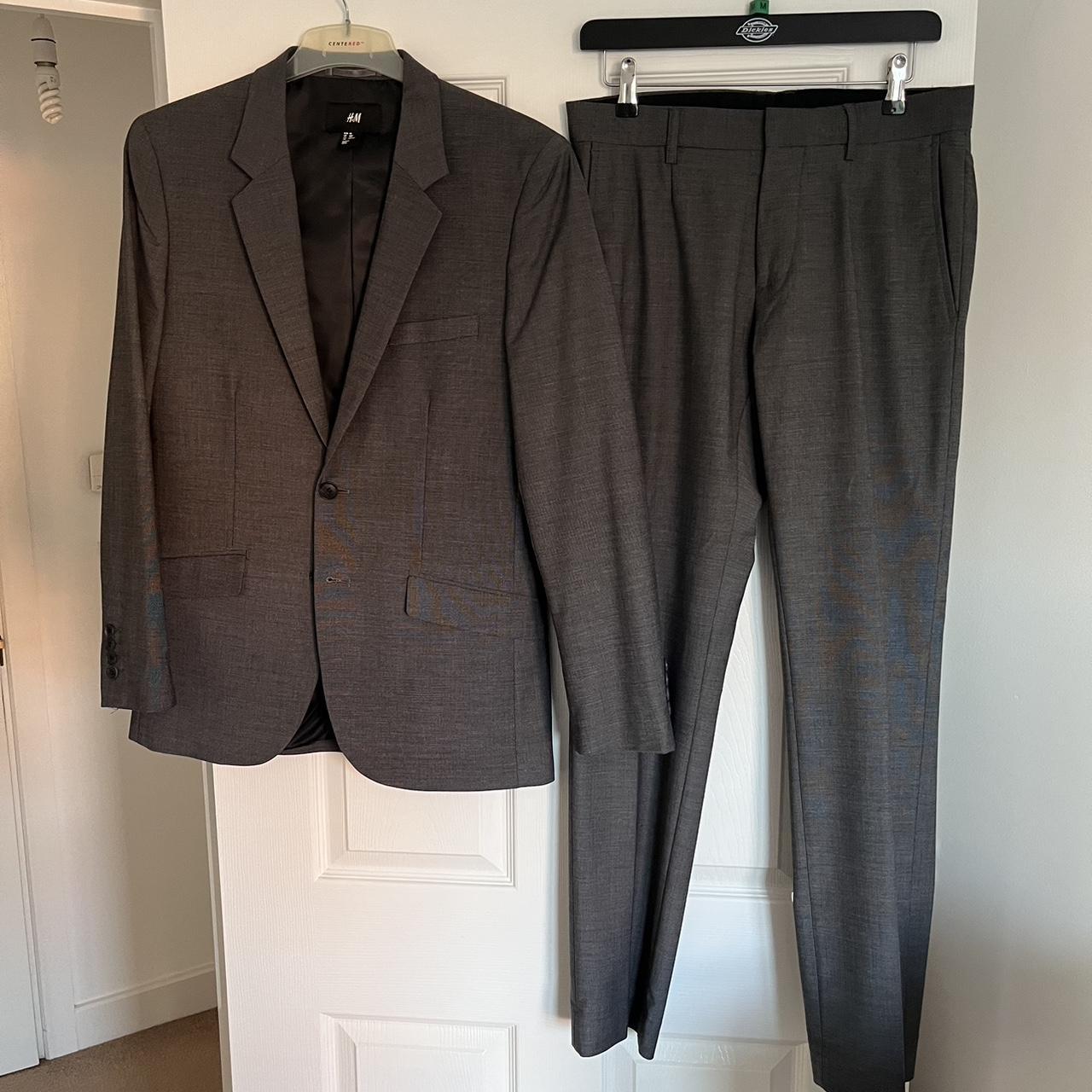 H&M men’s dark grey/charcoal suit Worn once and dry... Depop
