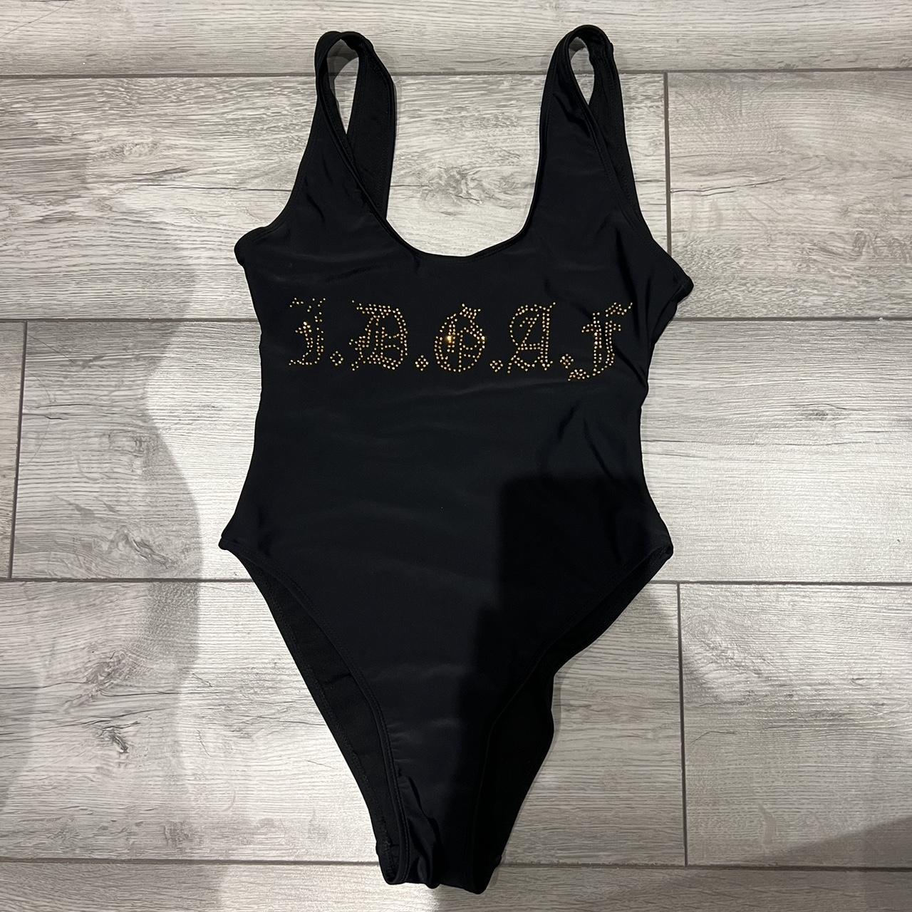 Missguided black swimsuit Text idgaf Worn once... Depop