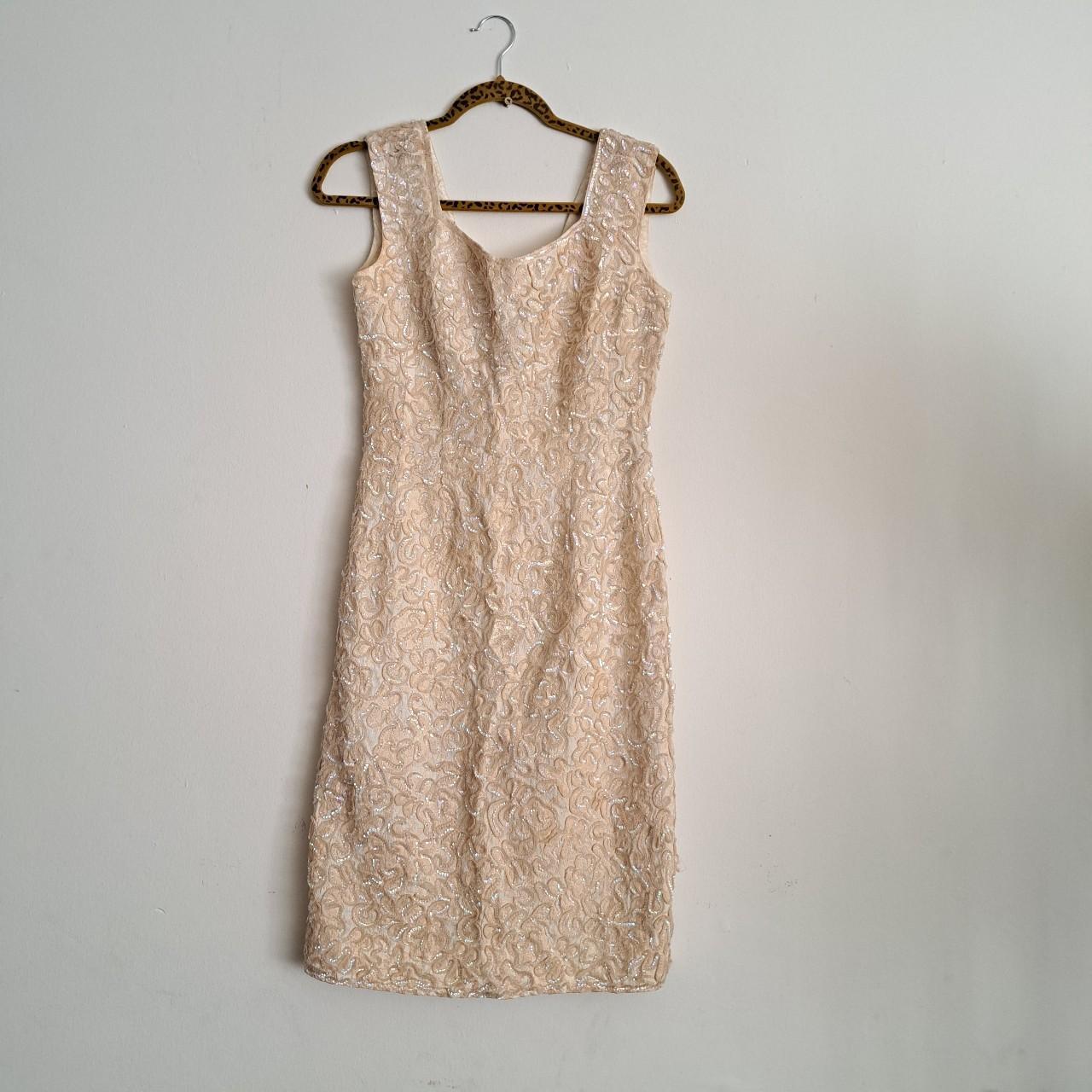 American Vintage Women's Cream Dress | Depop