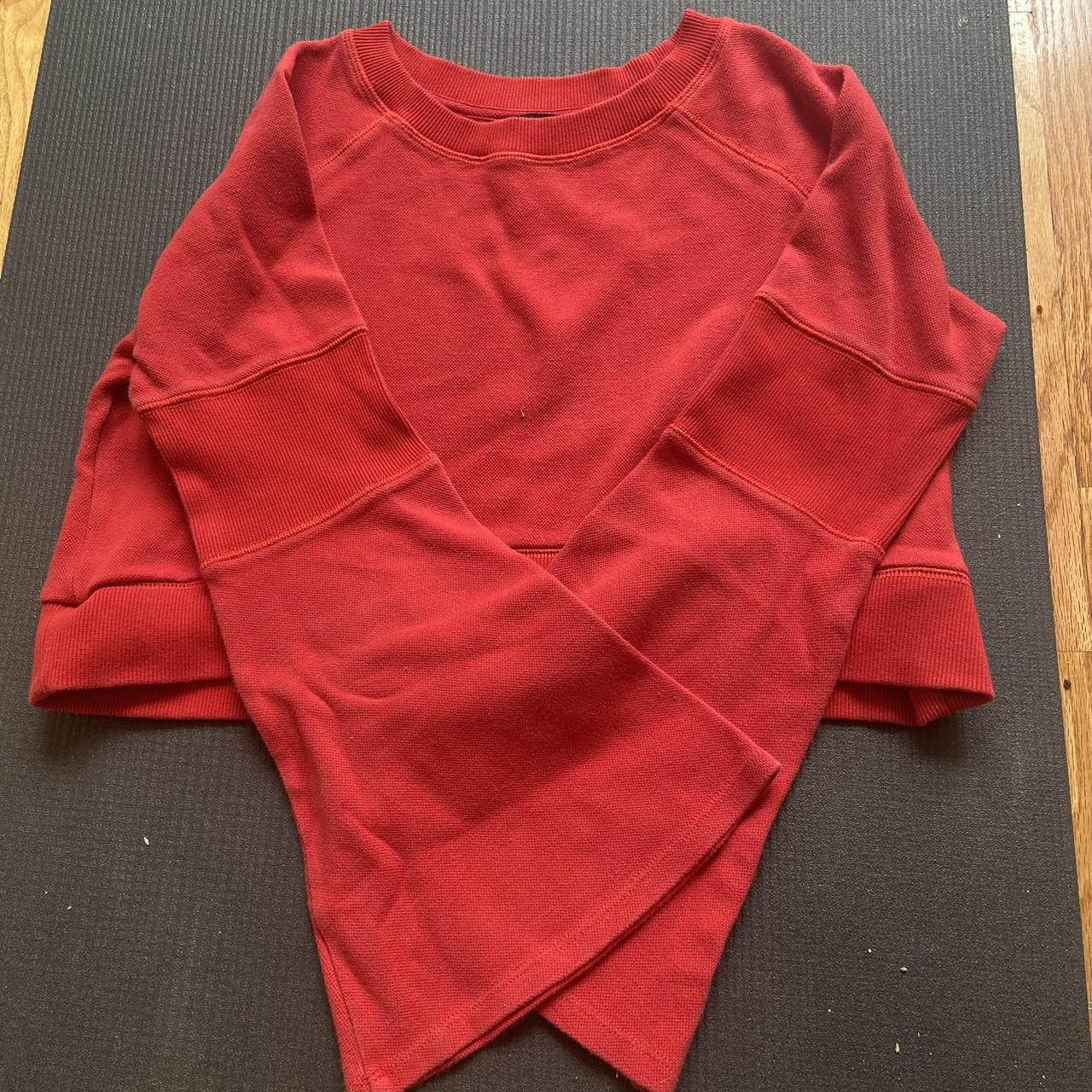 Adorable thrift flipped crop red sweater with... - Depop