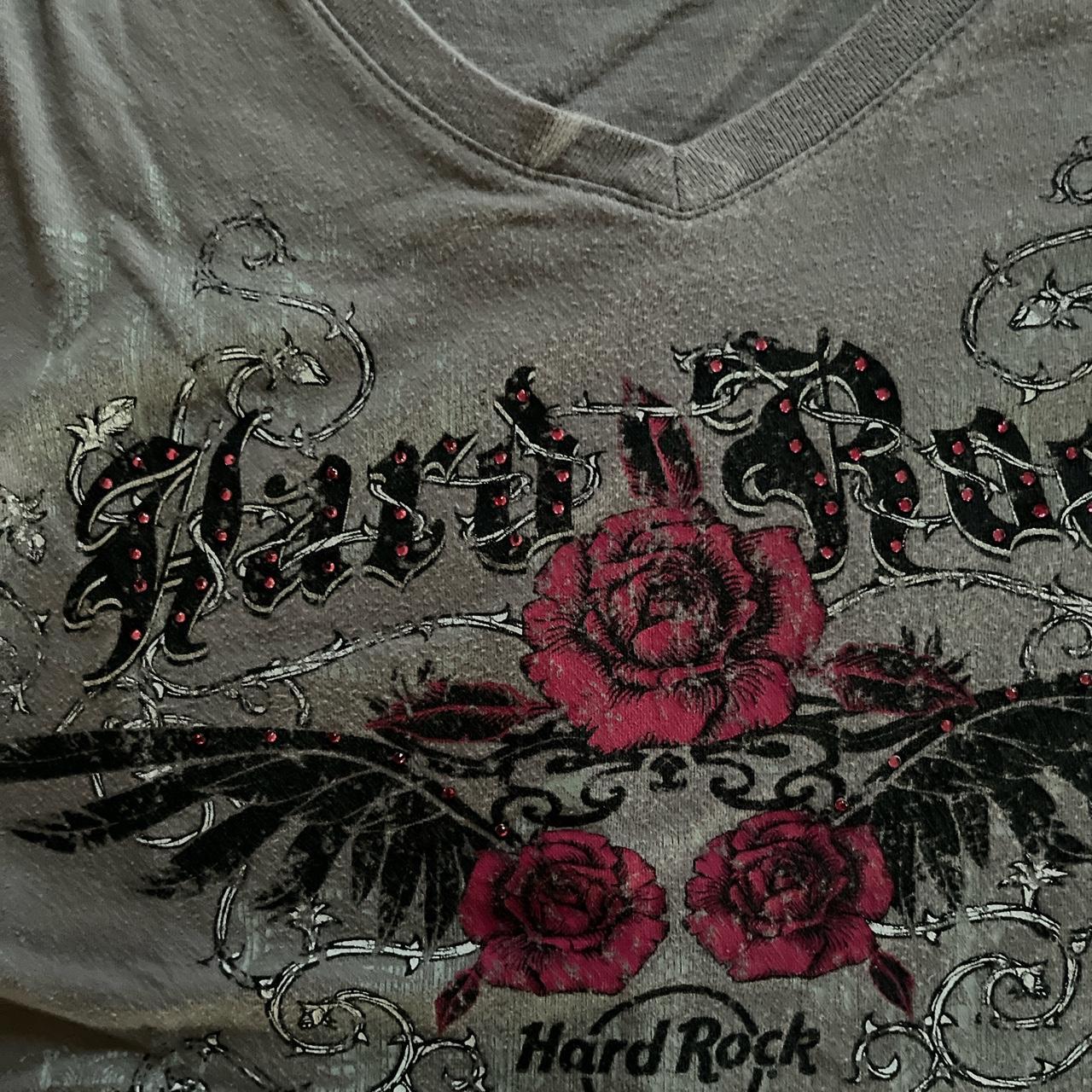 Hard Rock Cafe Women's Grey and Pink T-shirt (2)