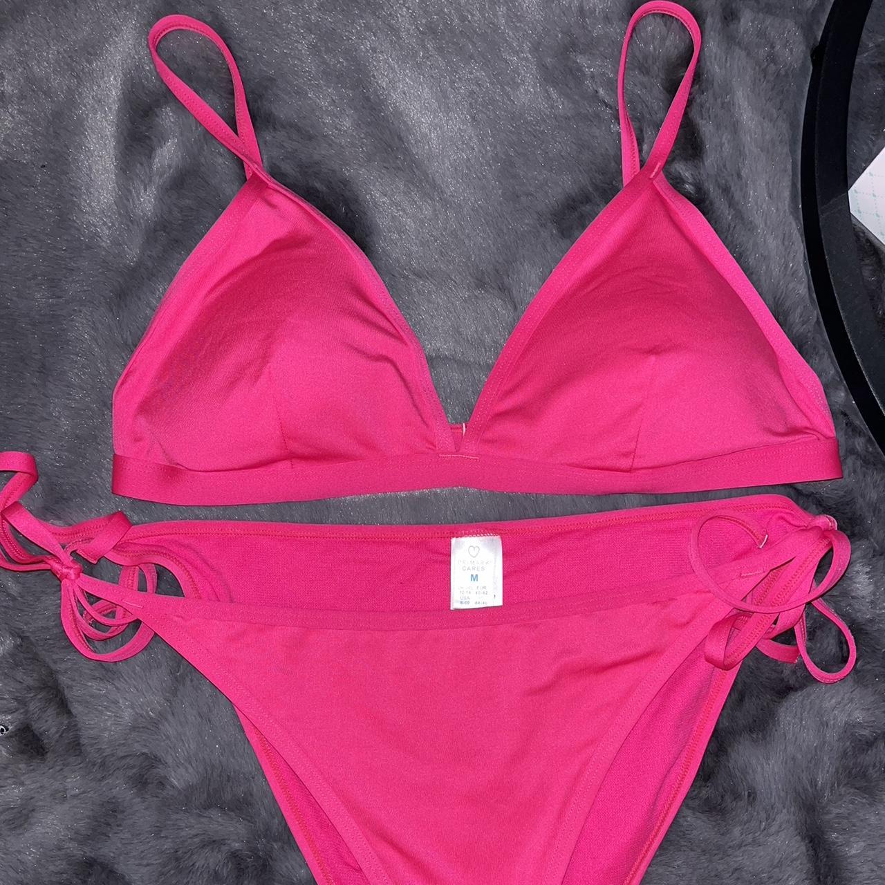 Primark bright pink bikini set. Top - size large... - Depop