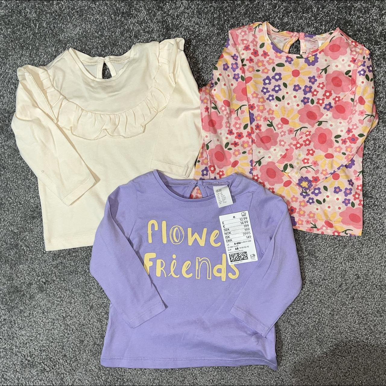 H&M baby girl set of 3 long sleeve tops. Size 46... Depop