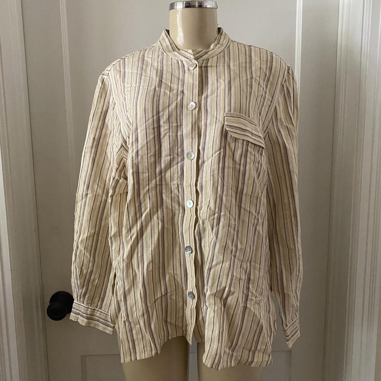 striped button down by ms dee - missing a button on... - Depop