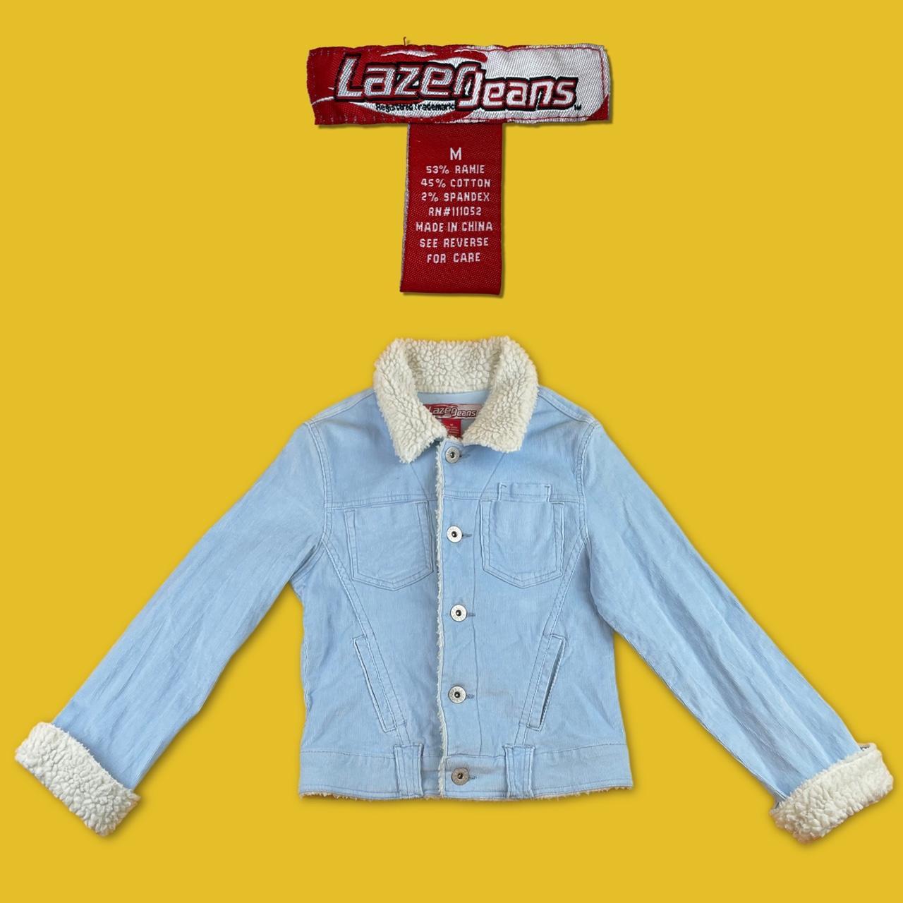 y2kearly 2000s baby blue corduroy jacket by Lazer... Depop