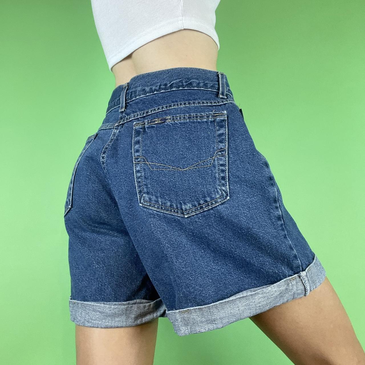 Vintage Mediumdark Wash High Rise Denim Mom Shorts Depop 9713