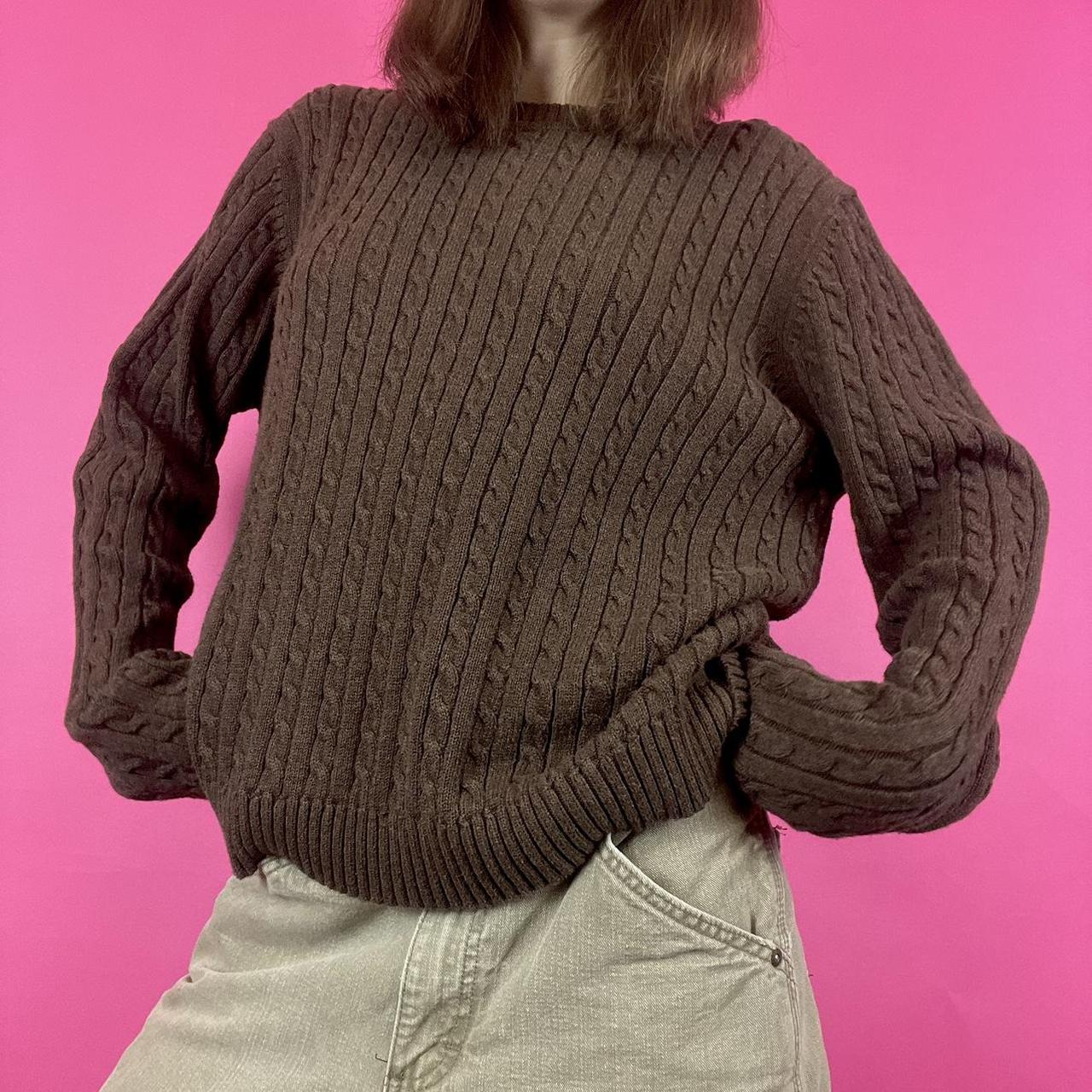vintage brown cable knit sweater by Croft &... Depop