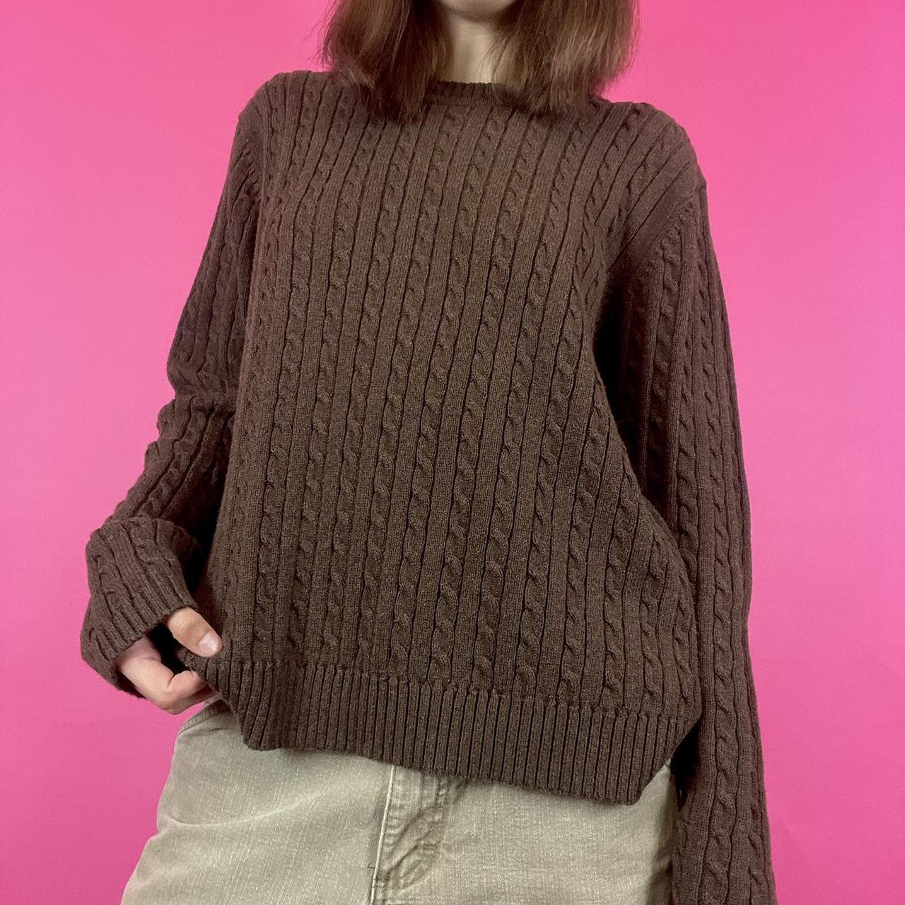 vintage brown cable knit sweater by Croft &... Depop
