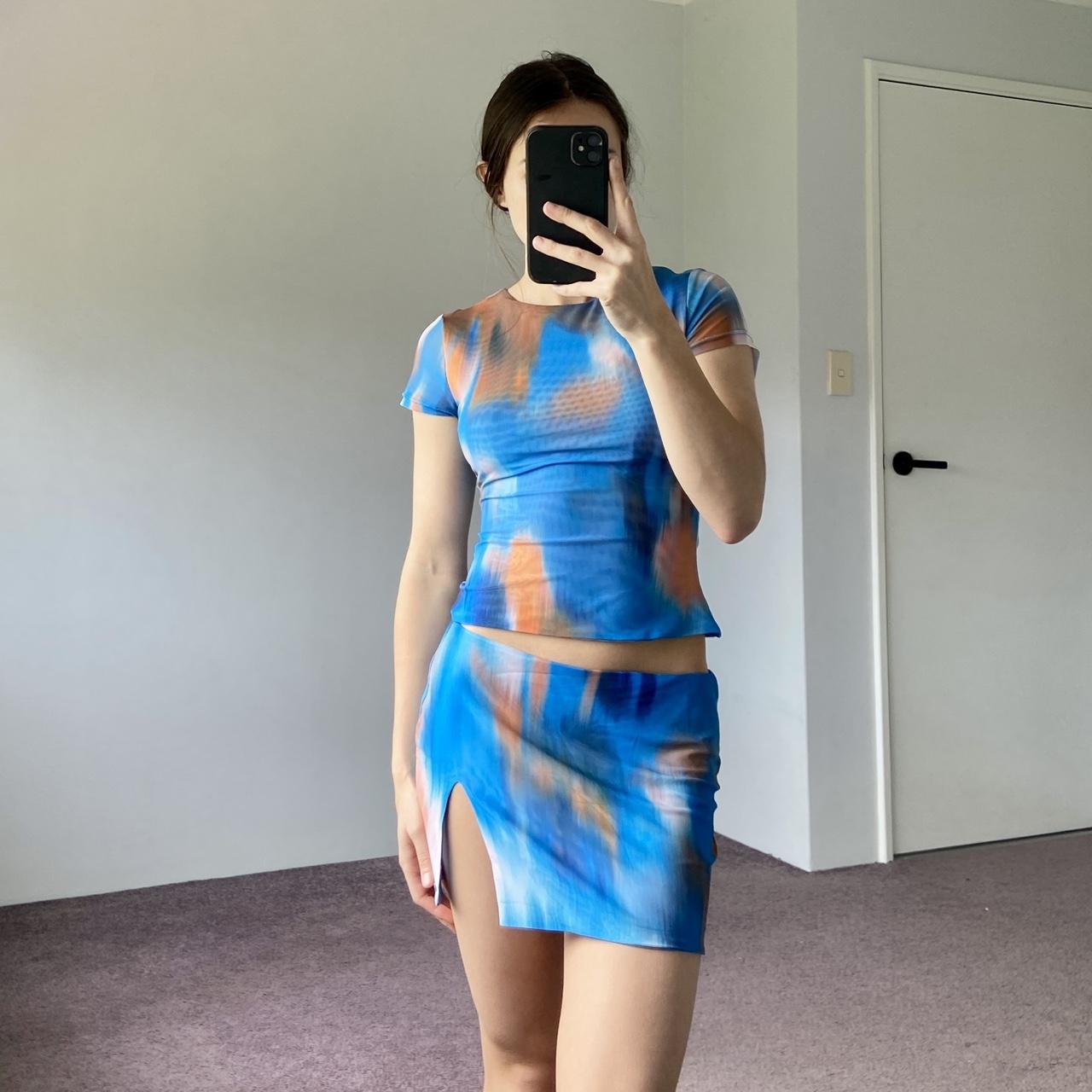 Tigermist Blue Castial T-Shirt Mini Skirt Set,