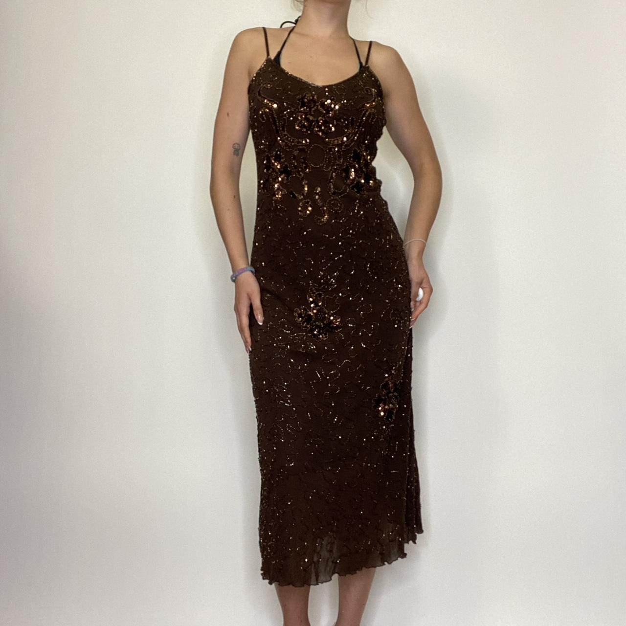 Beaded sequin mesh maxi dress Brand: H&D Modelled... - Depop
